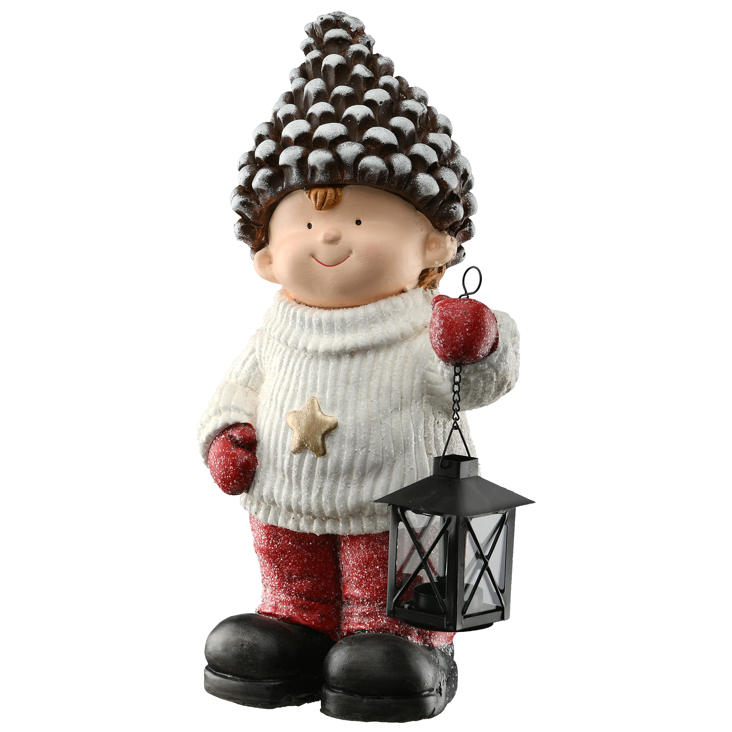 17 in. Pinecone Capped Boy Decor Piece