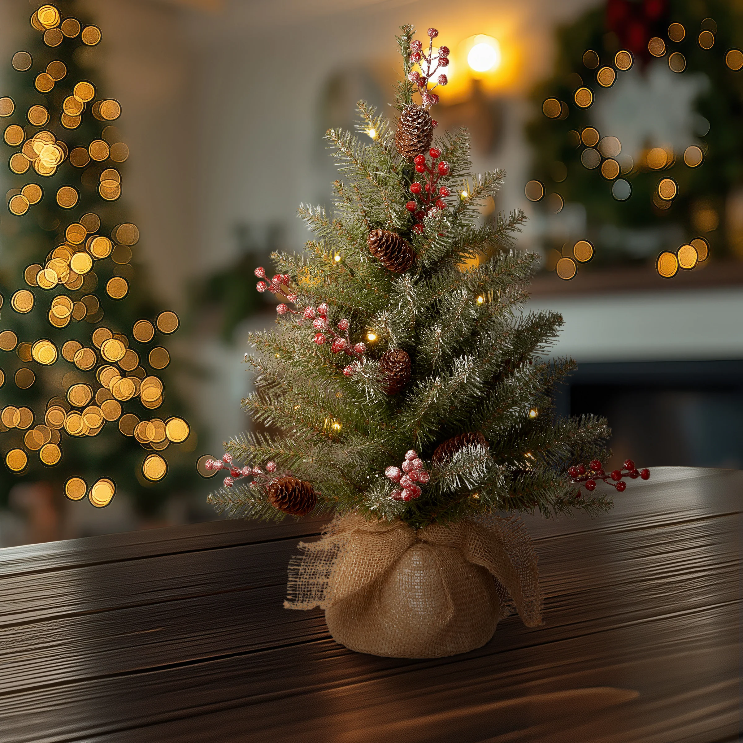 2 ft. Pre-Lit Dunhill Fir Tree with LED Lights - Image 2