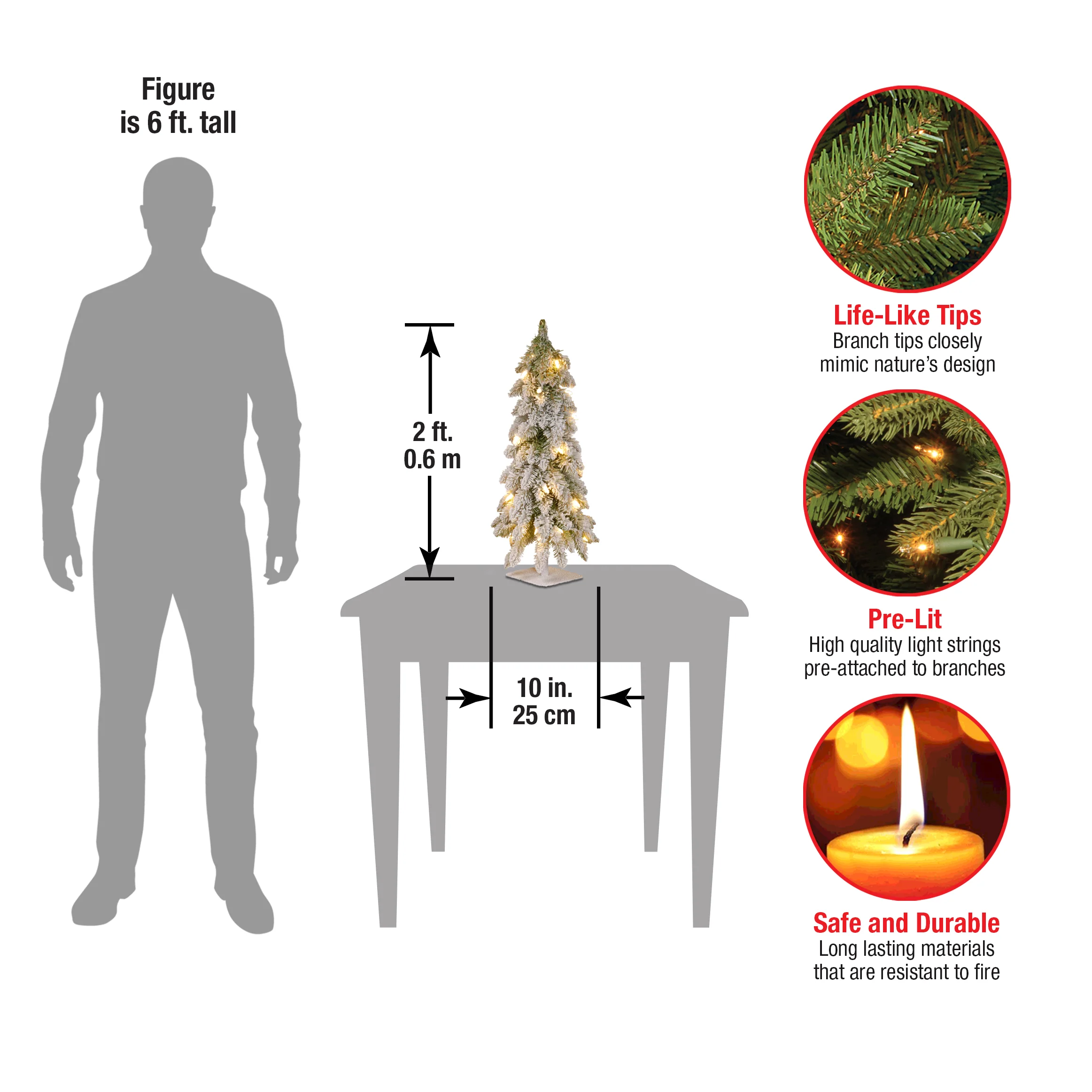 2 ft. Pre-Lit Snowy Downswept Forest Tree with Clear Lights, Plug-In - Image 10