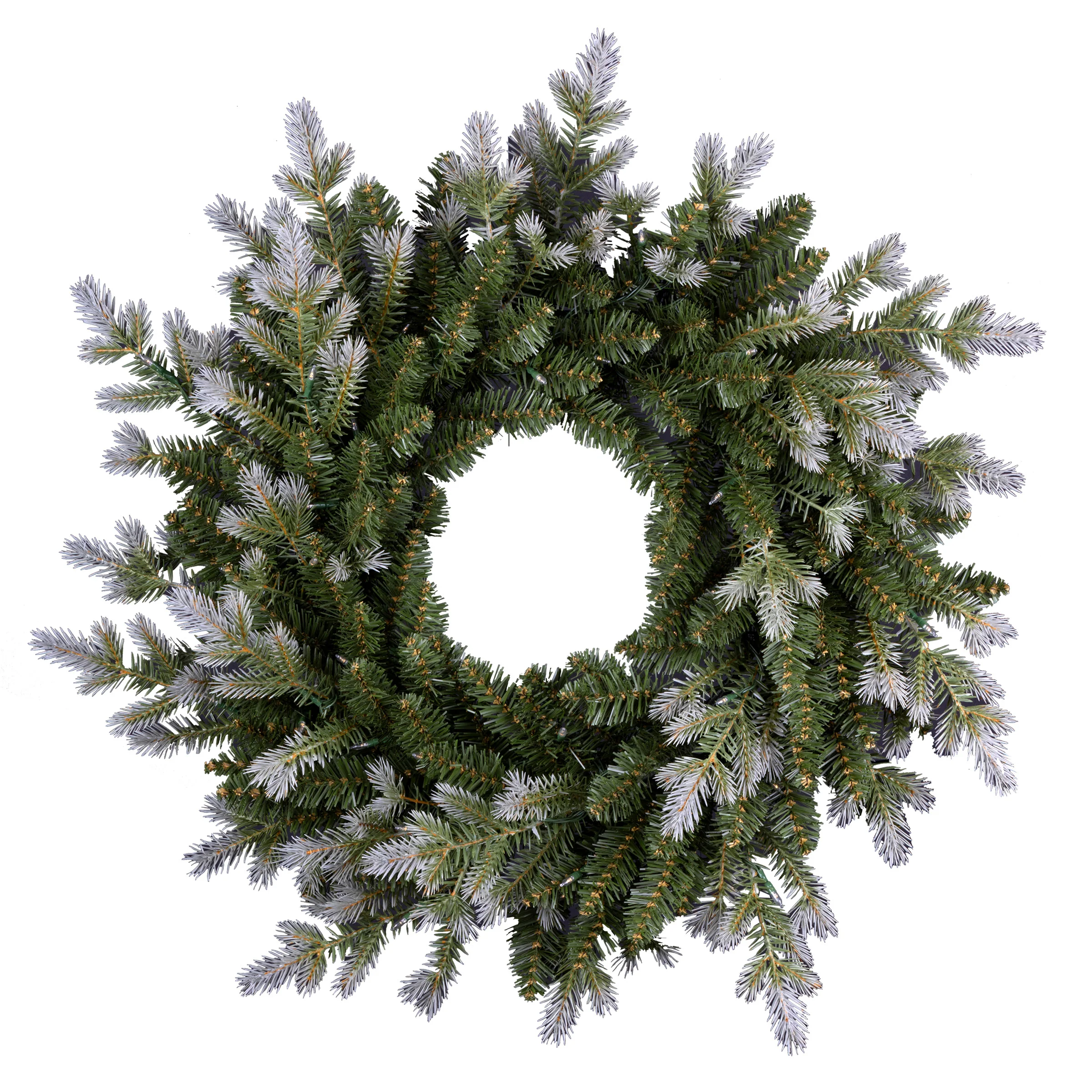 24 in. Pre-Lit Woodland Two-Toned Fir Wreath with Warm White LED Lights