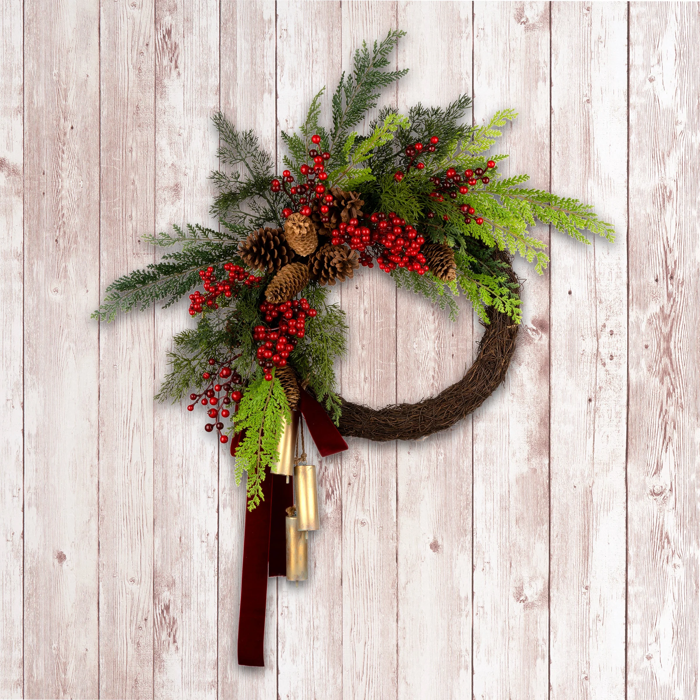 24 in. Christmas Joy Chimes Wreath - Image 4