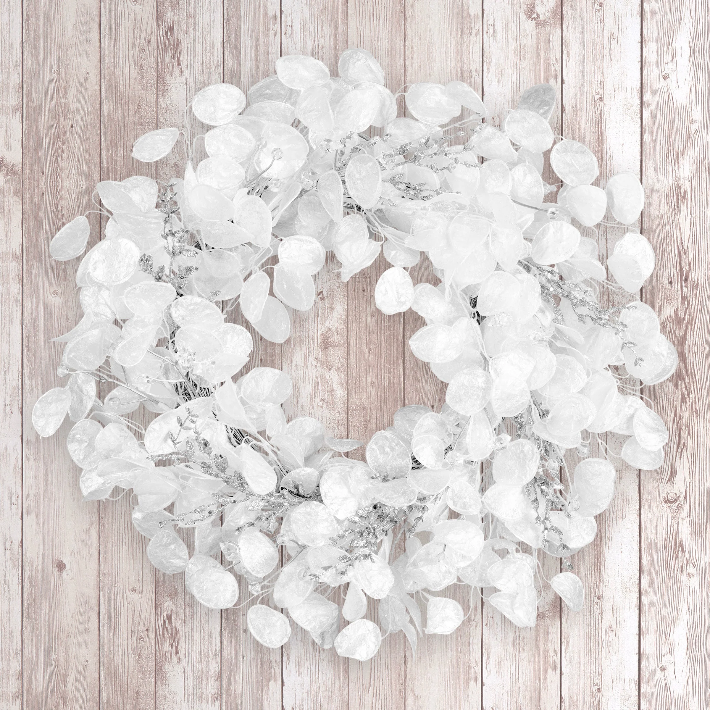 24 in. Winter Frost White Wreath - Image 4