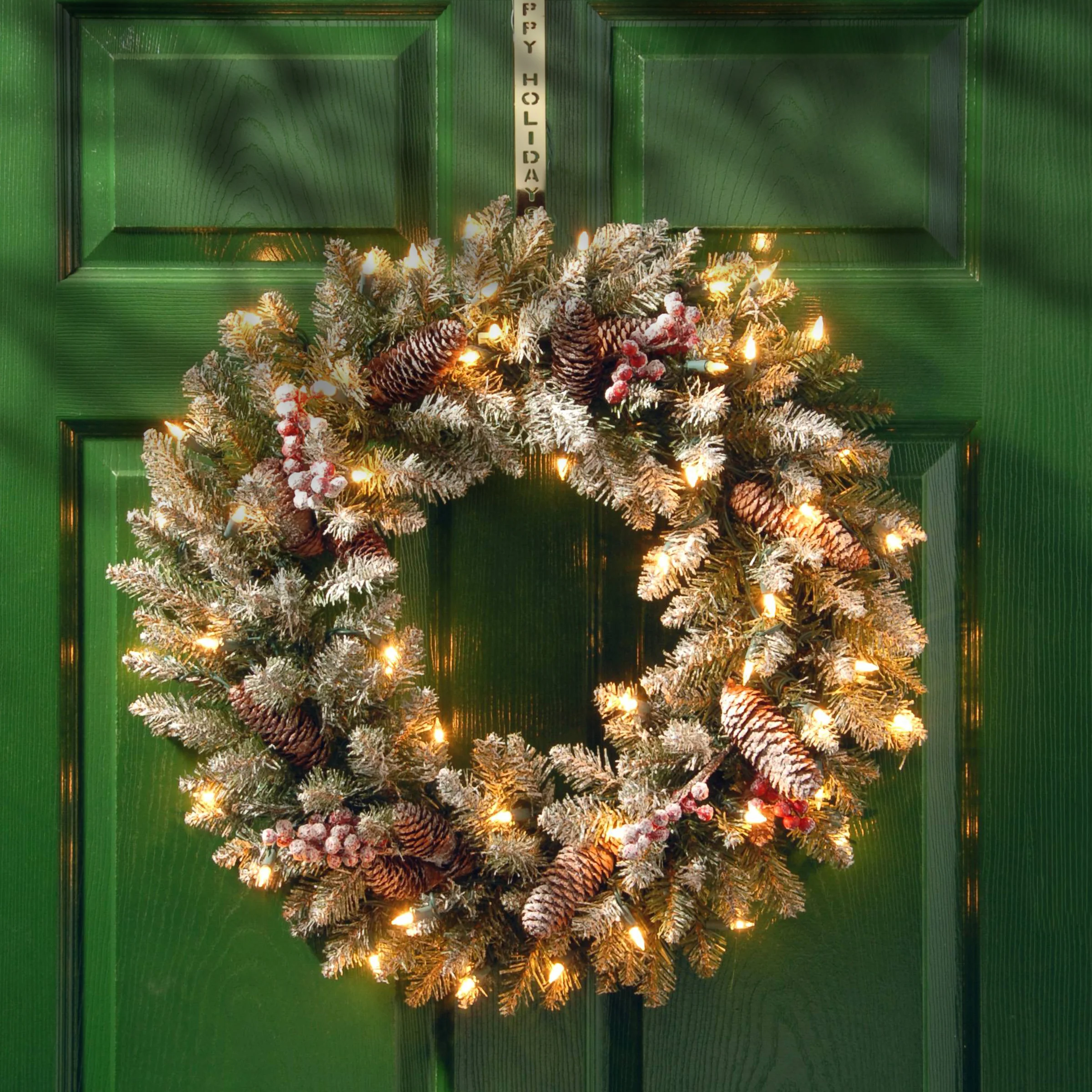 30 in. Pre-Lit Dunhill Fir Wreath with Clear Lights - Image 2