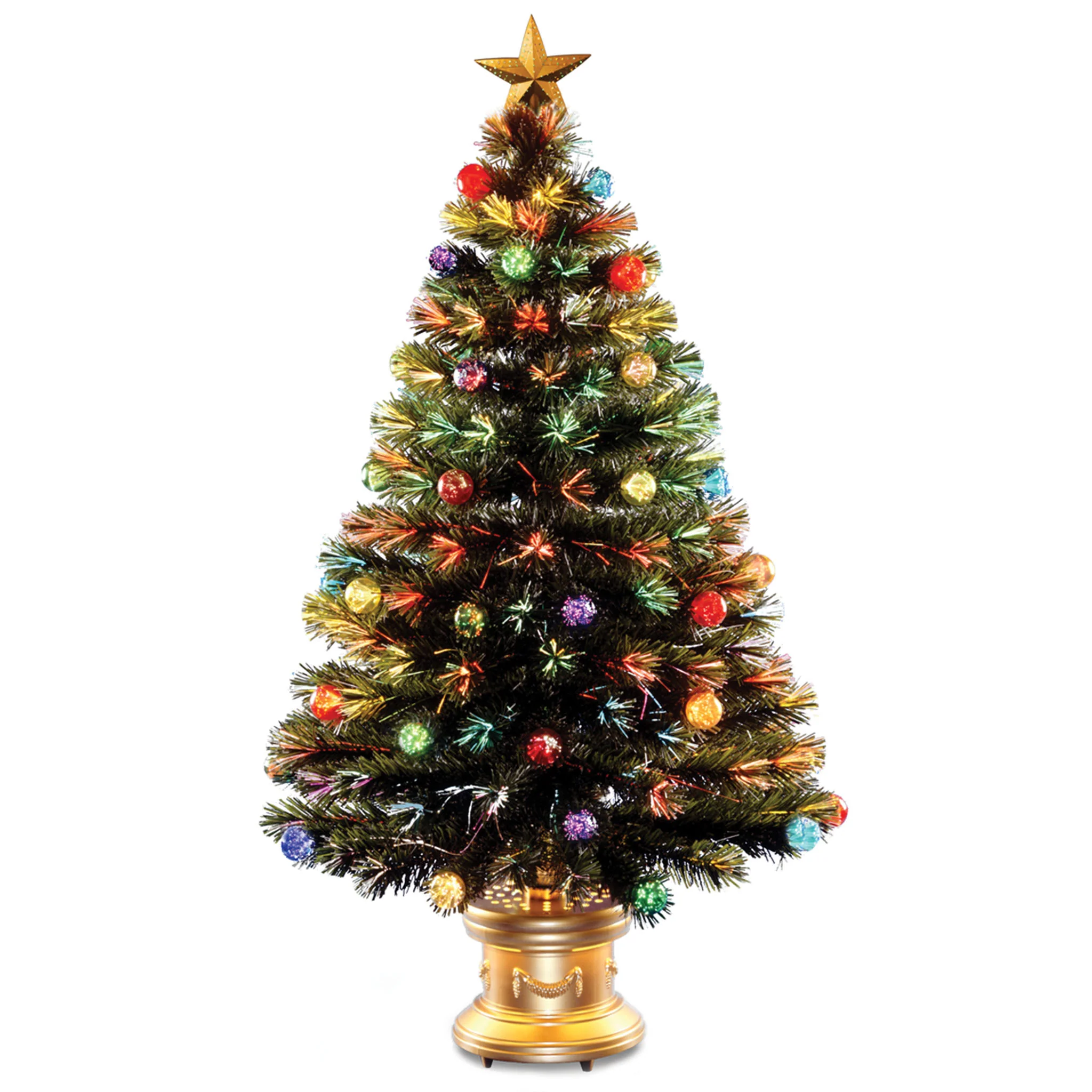 4 ft. Pre-Lit Fiber Optic Tree, Plug-In