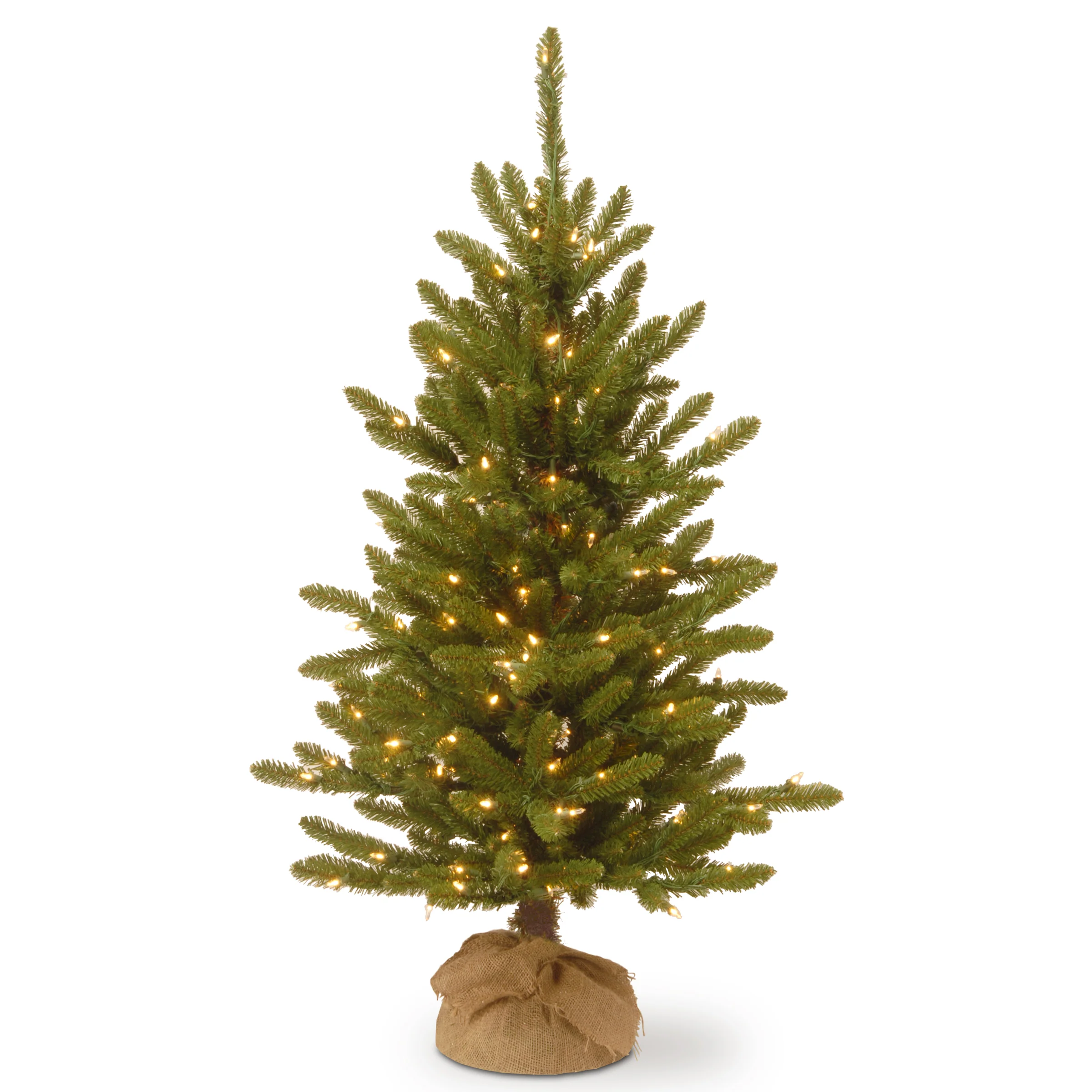 4 ft. Pre-Lit Kensington Fir Tree in a Burlap Sack with Clear Lights, Plug-In