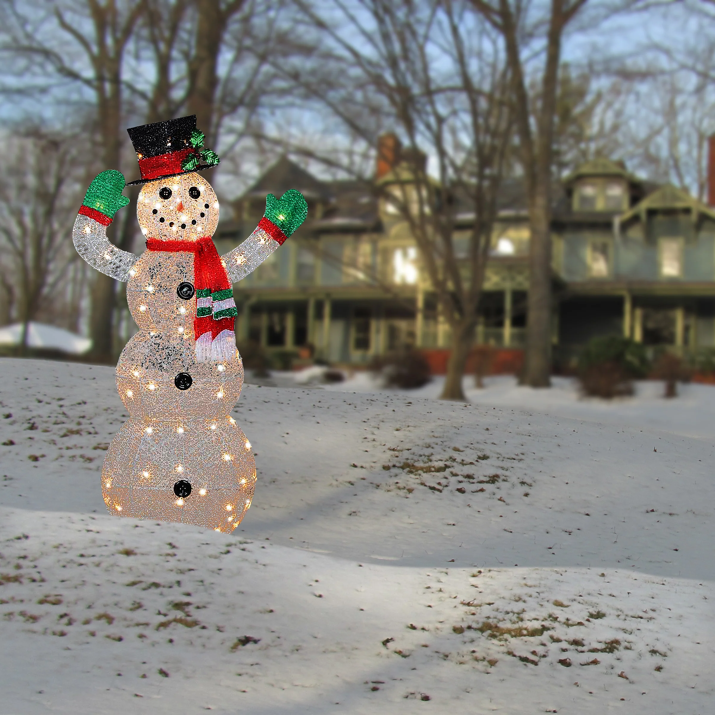 48 in. Snowman Decoration with Clear Lights, Plug-In - Image 2