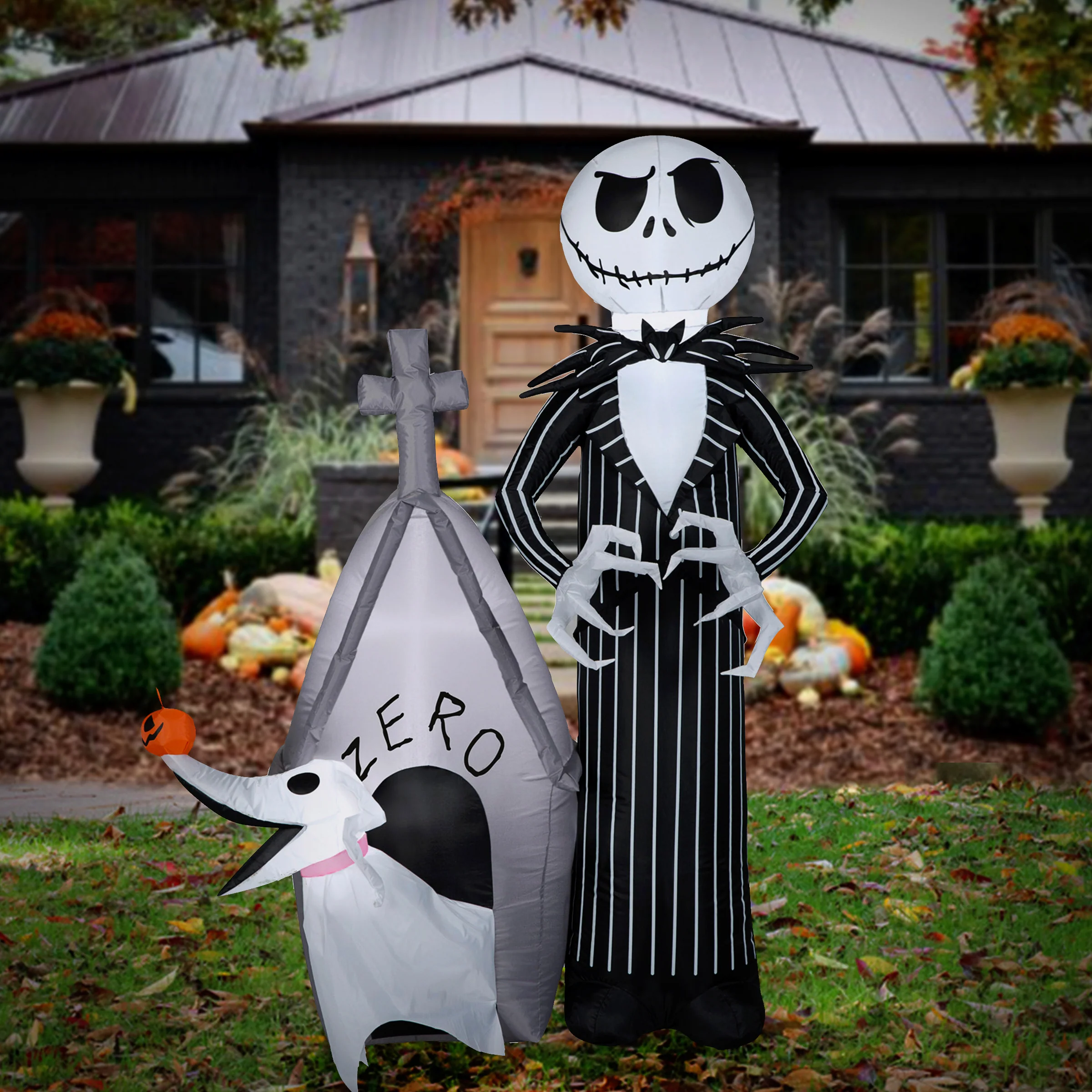 5 ft. Halloween Jack Skellington and Zero Decoration - Image 2