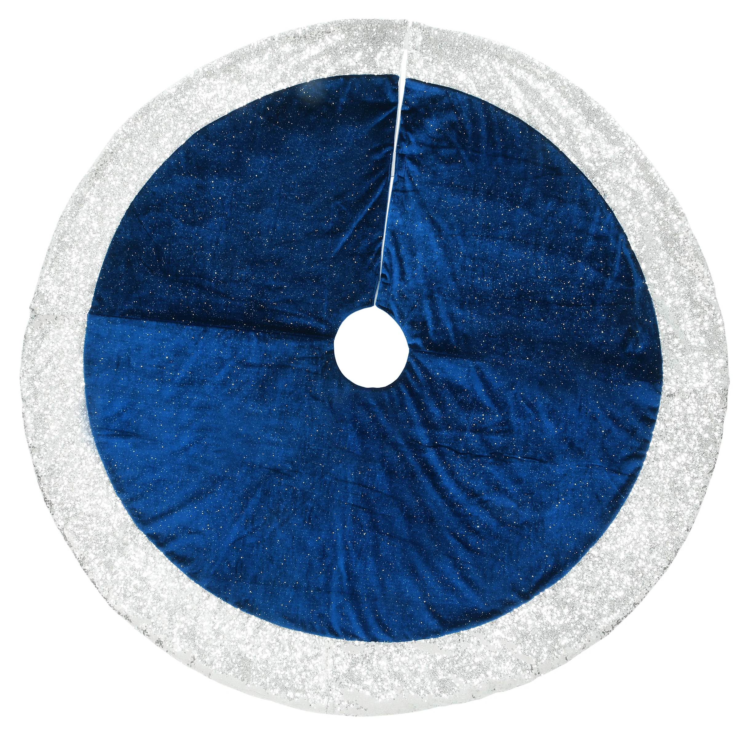 52 in. Arctic Lights Collection Navy and Silver Tree Skirt