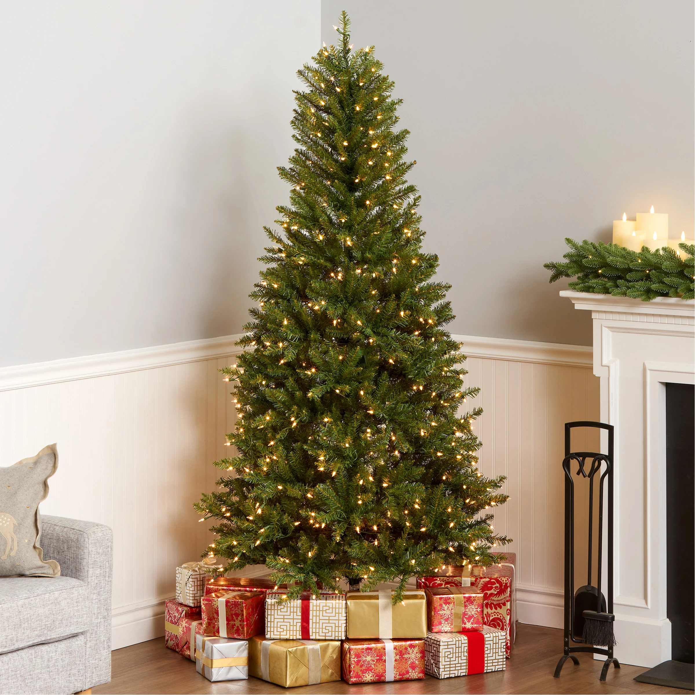 6.5 ft. Pre-Lit Dunhill Fir Slim Tree with Clear Lights - Image 2