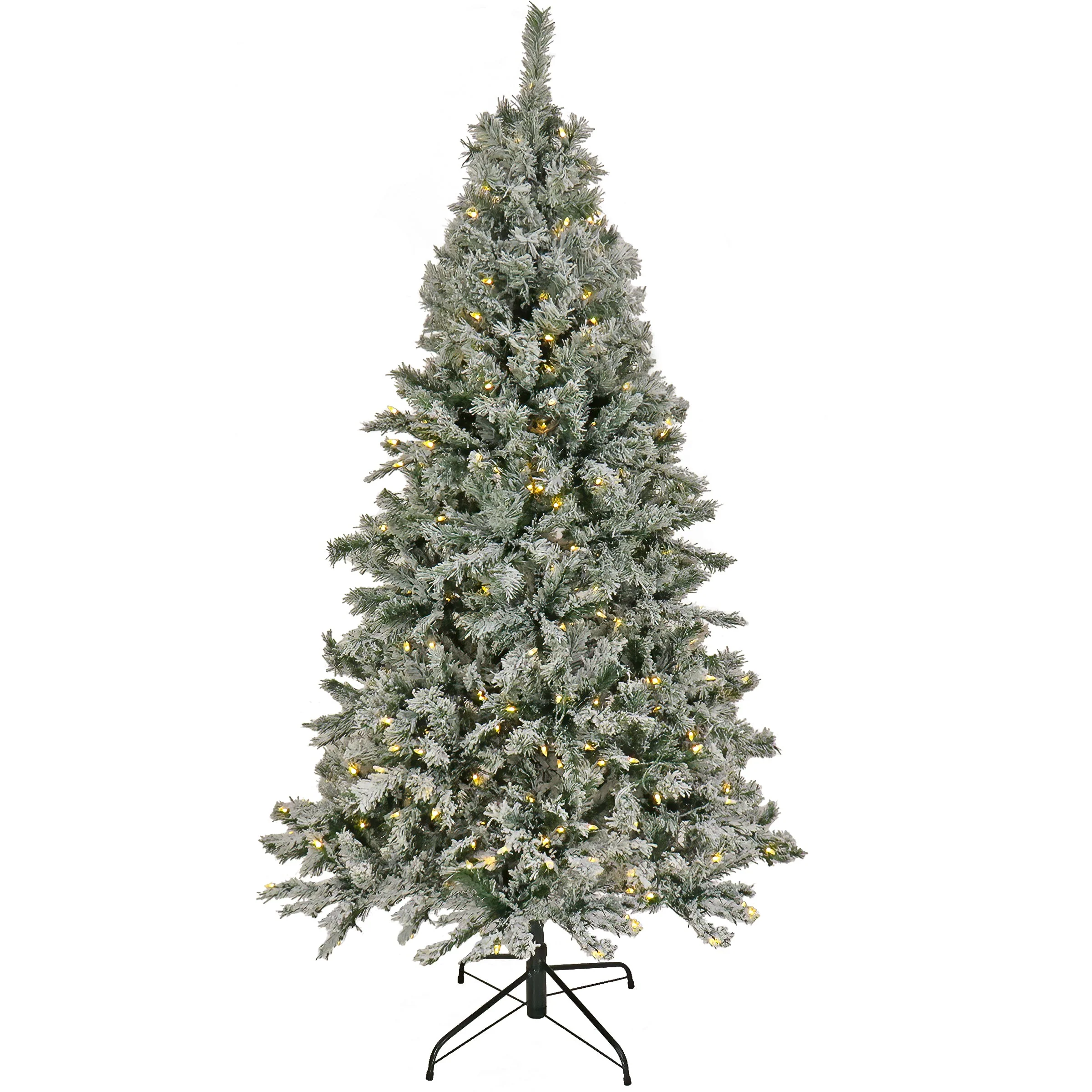 6.5 ft. Pre-Lit Snowy Harwich Hinged Tree with PowerConnect Warm White LED Lights, Plug-In