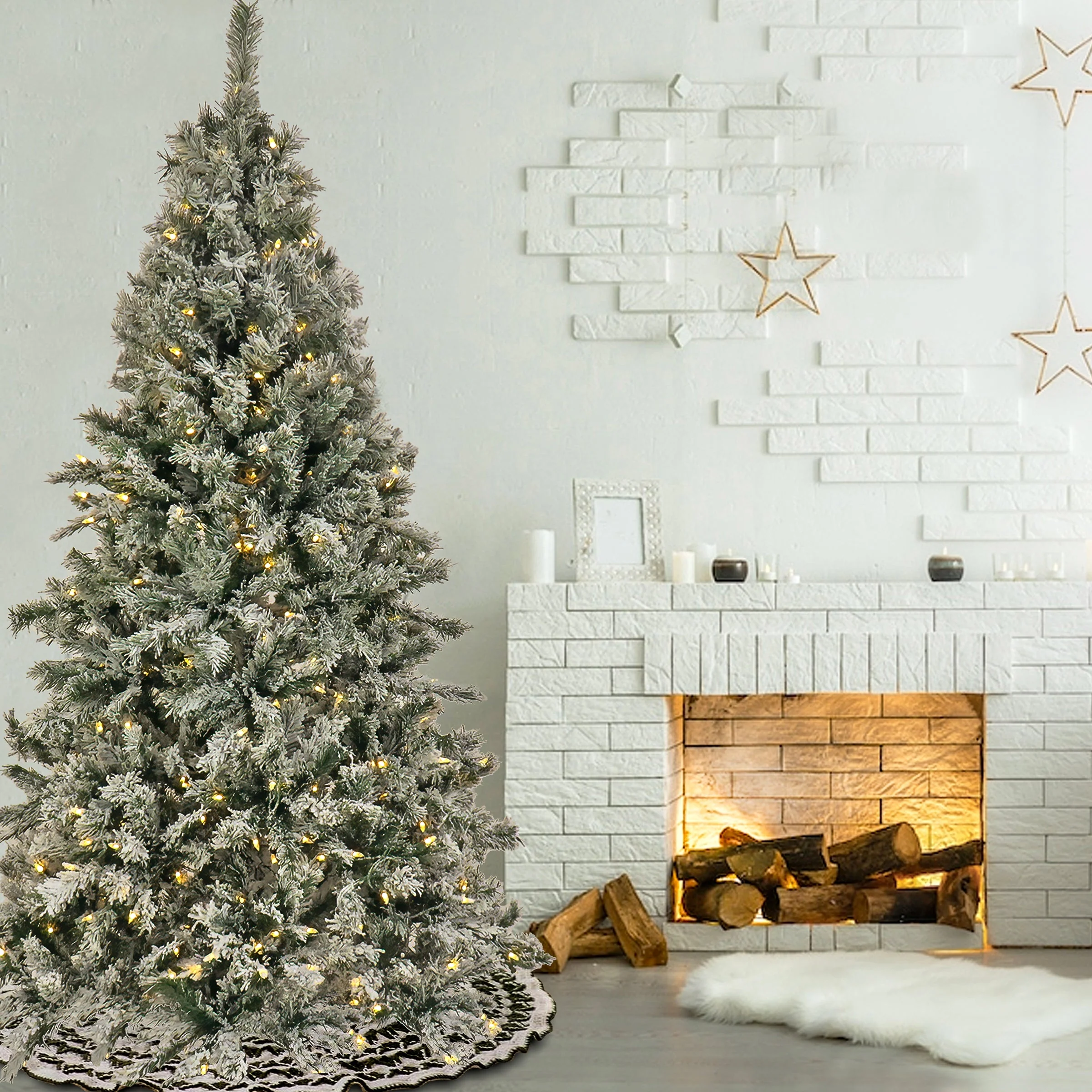 6.5 ft. Pre-Lit Snowy Harwich Hinged Tree with PowerConnect Warm White LED Lights, Plug-In - Image 2