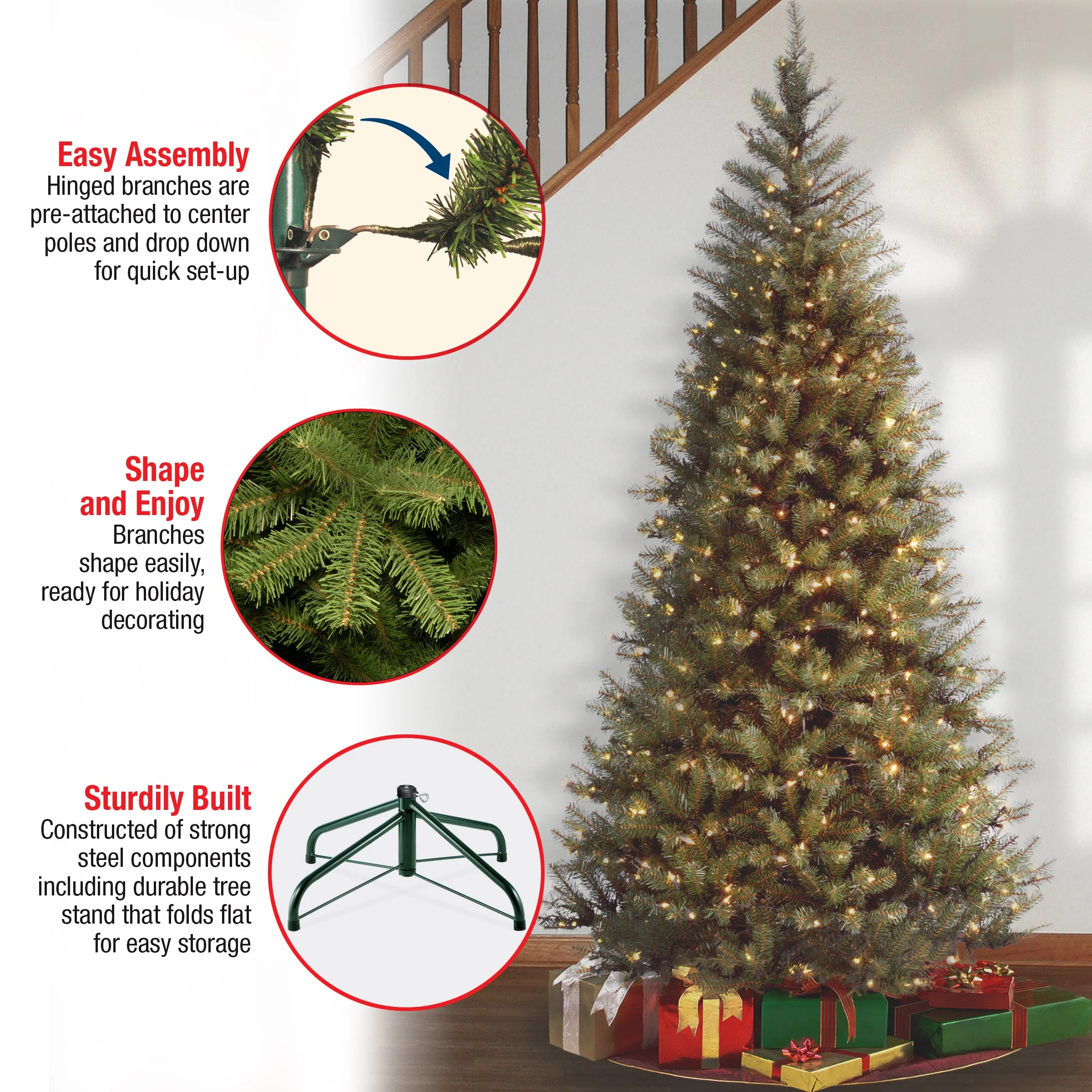 6 ft. Pre-Lit Aspen Spruce Slim Tree with Clear Lights, Plug-In - Image 6