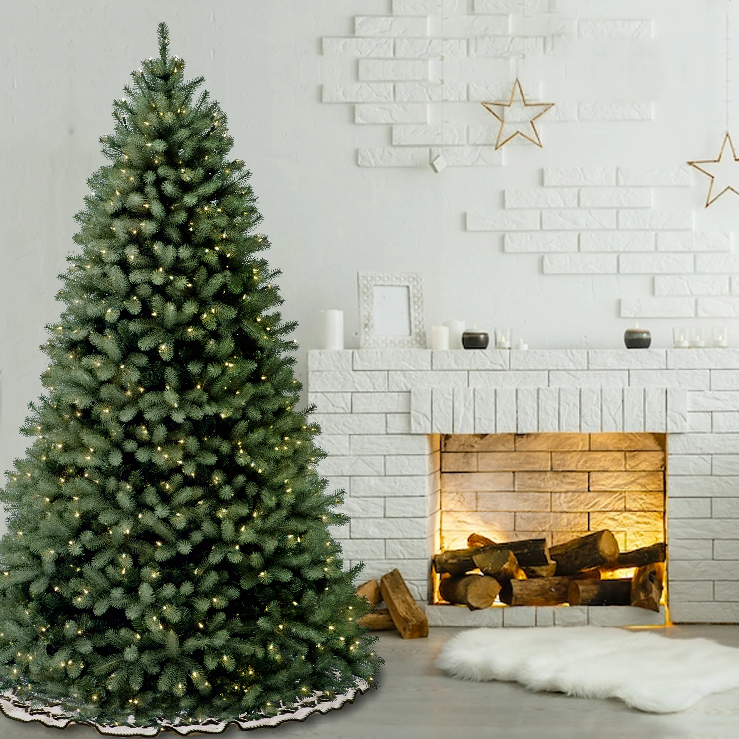 6 ft. Pre-Lit Downswept Douglas Blue Fir Tree with Clear Lights - Image 2