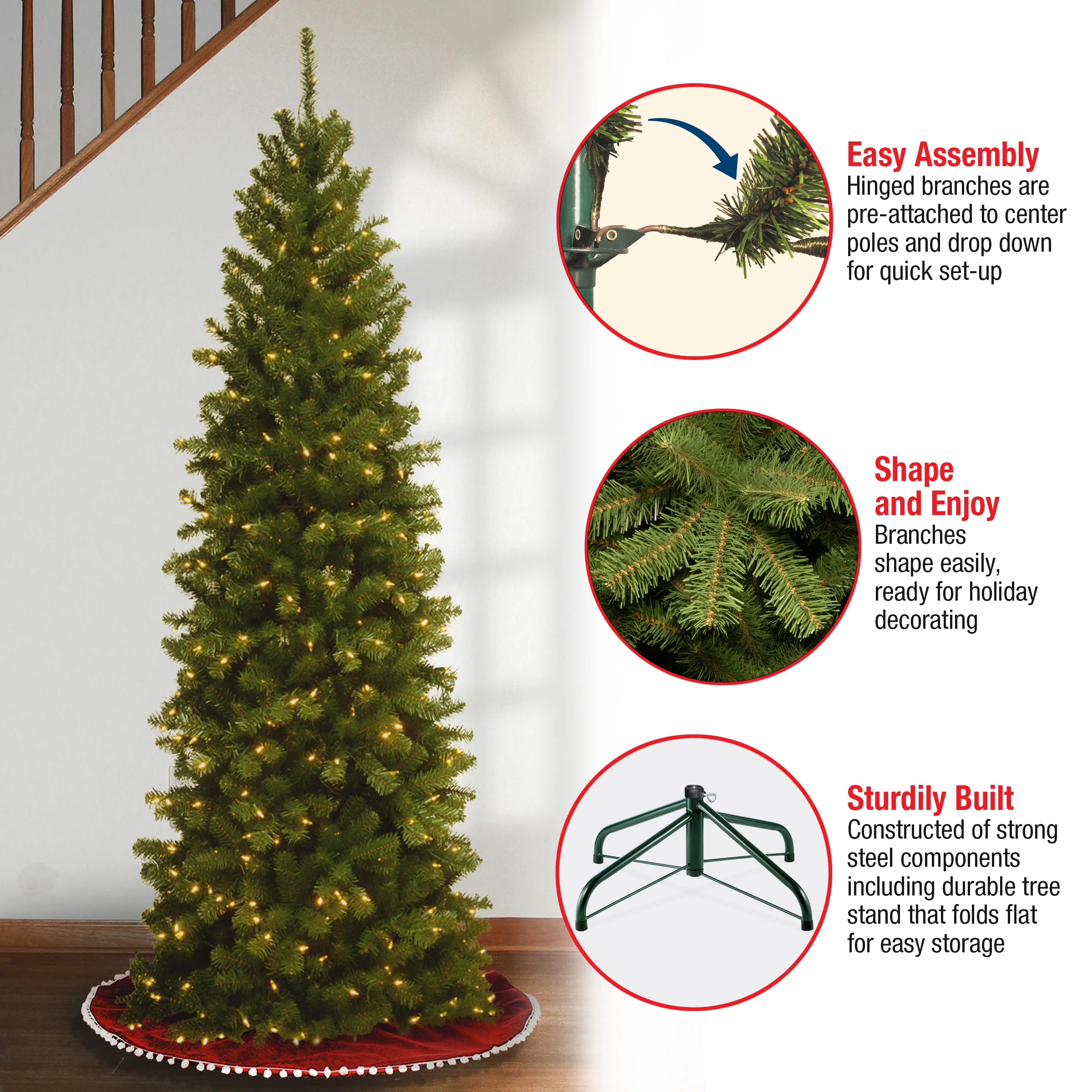 6 ft. Pre-Lit North Valley Spruce Pencil Slim Tree with Clear Lights, Plug-In - Image 5