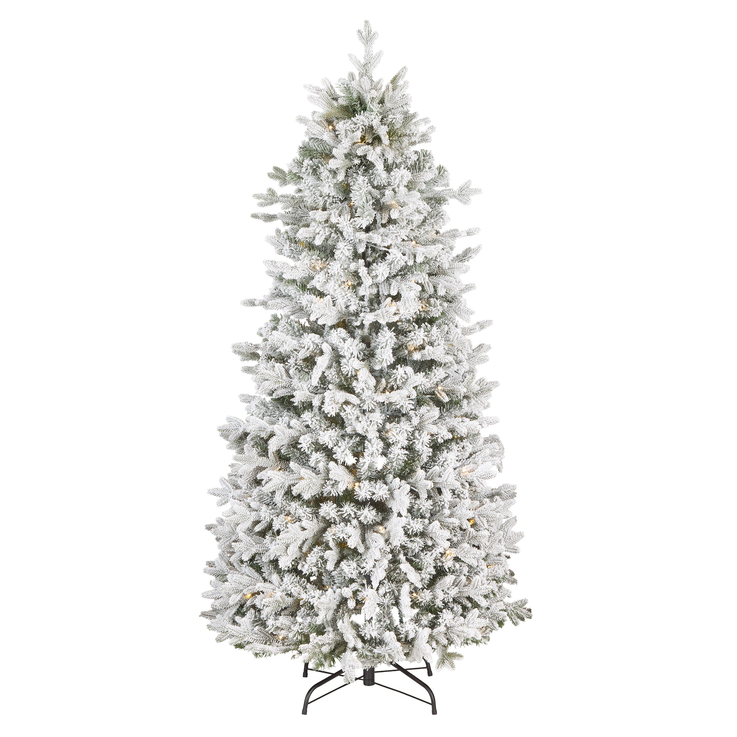 6 ft. Pre-Lit Pop-Up Frosted Everly Jinglepop Flocked Tree with Warm White LED Lights