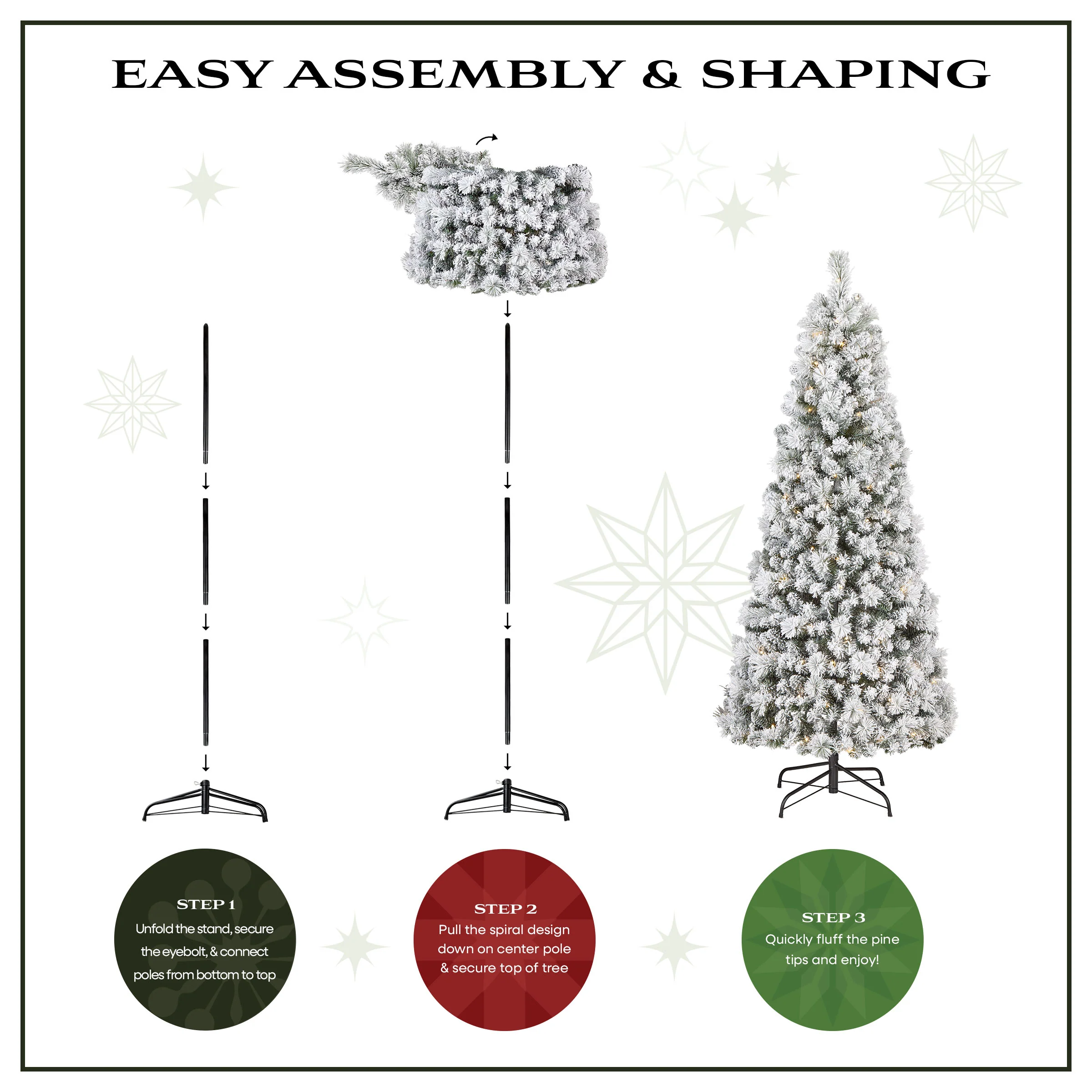 6 ft. Pre-Lit Pop-Up Frosted Everly Jinglepop Flocked Tree with Warm White LED Lights - Image 4