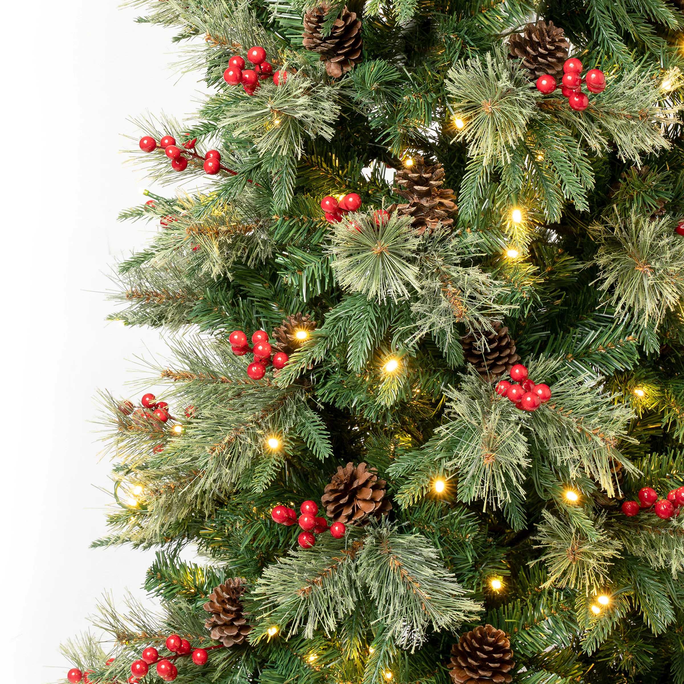 6 ft. Pre-Lit Virginia Pine Mixed Slim Tree with Warm White LED Lights, Plug-In - Image 3