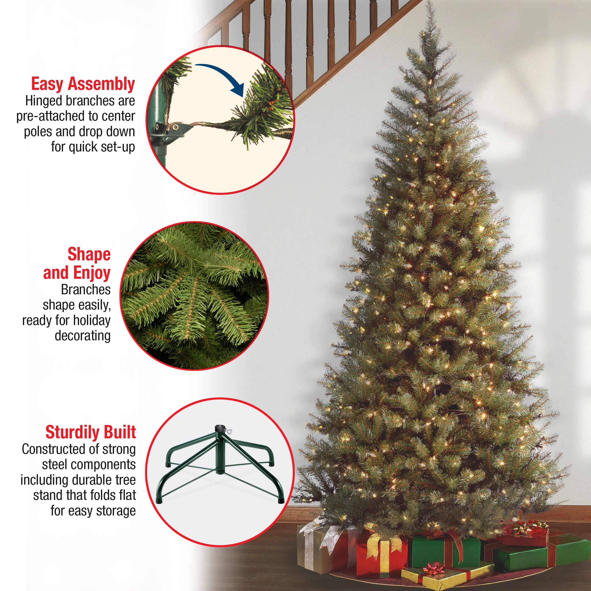 7.5 ft. Pre-Lit Aspen Spruce Slim Tree with Clear Lights, Plug-In - Image 14