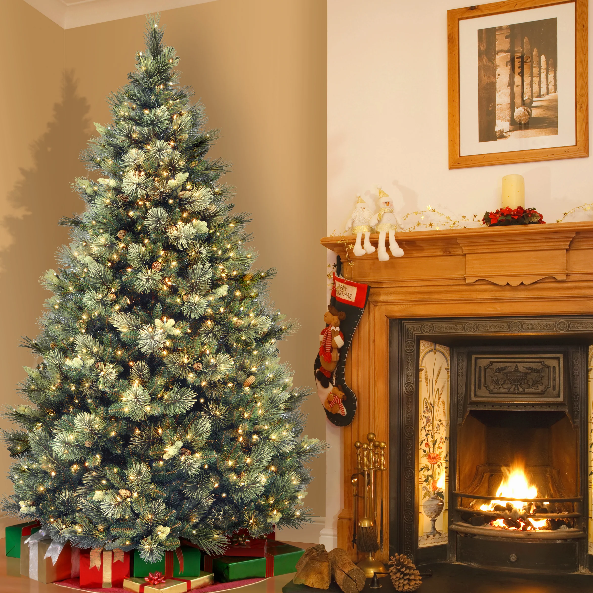 7.5 ft. Pre-Lit Carolina Pine Tree with 1000 Clear Lights, Plug-In - Image 8