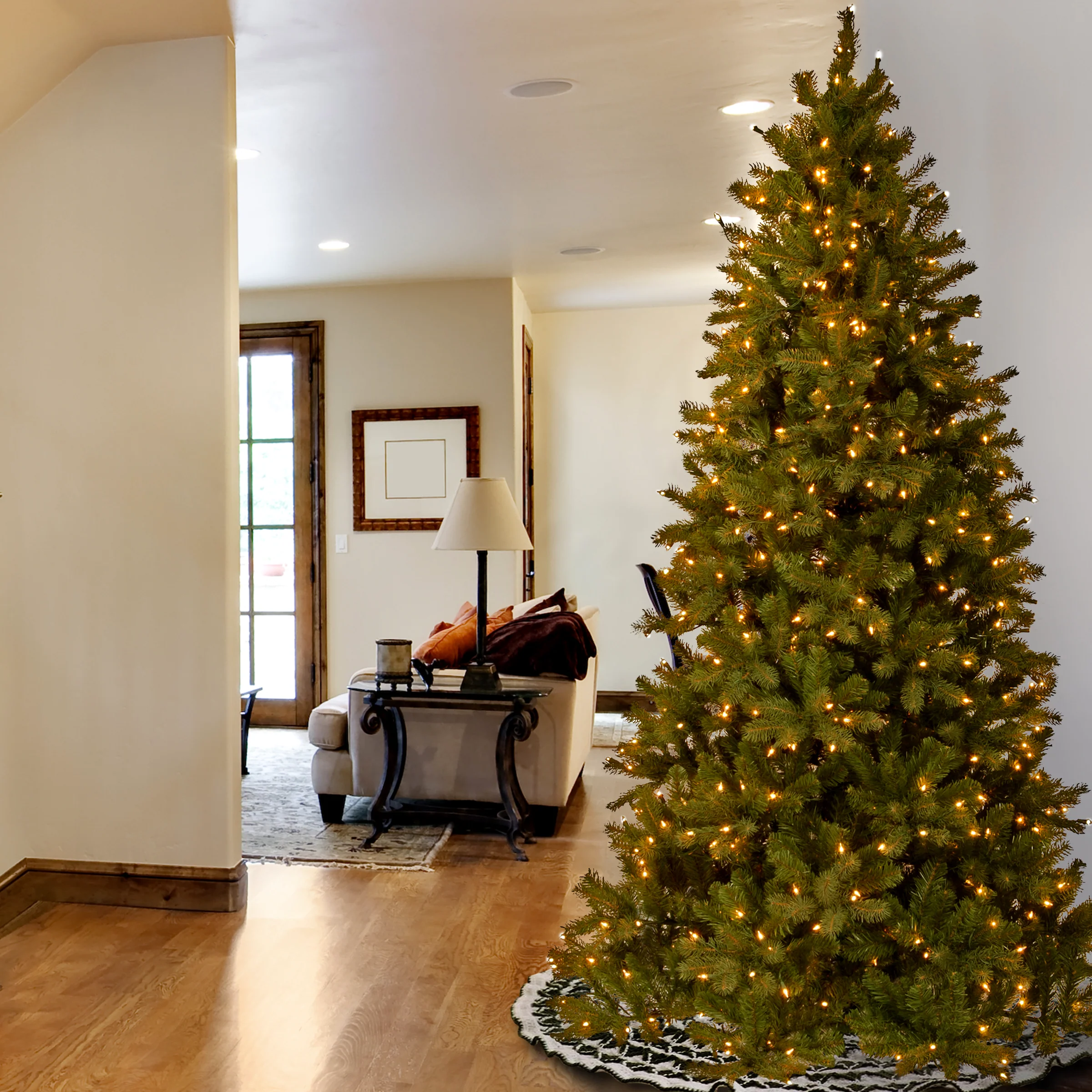 7.5 ft. Pre-Lit Downswept Douglas Fir Slim Tree with Clear Lights - Image 2