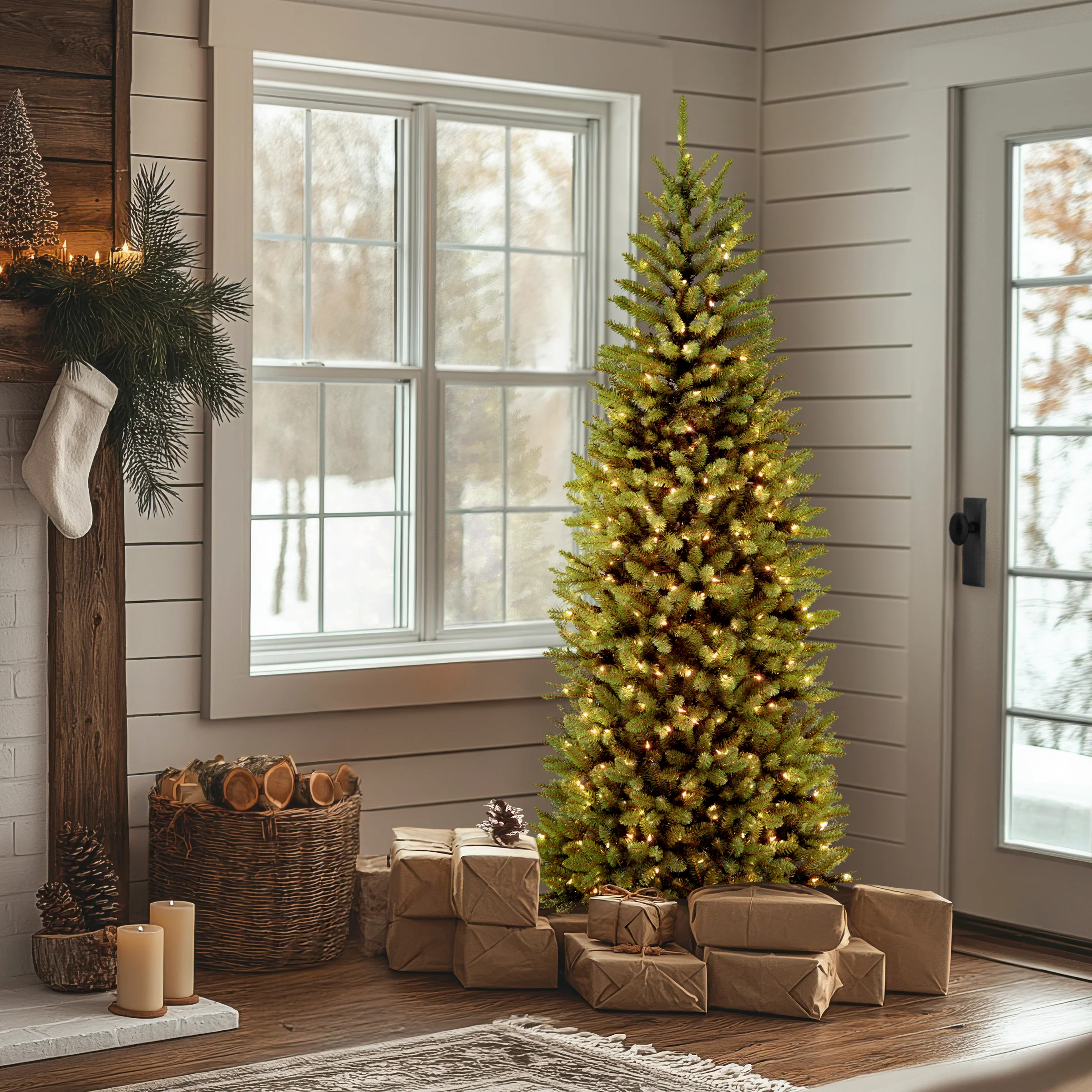 7.5 ft. Pre-Lit Kingswood Fir Slim Tree with PowerConnect Dual Color LED Lights, Plug-In - Image 2
