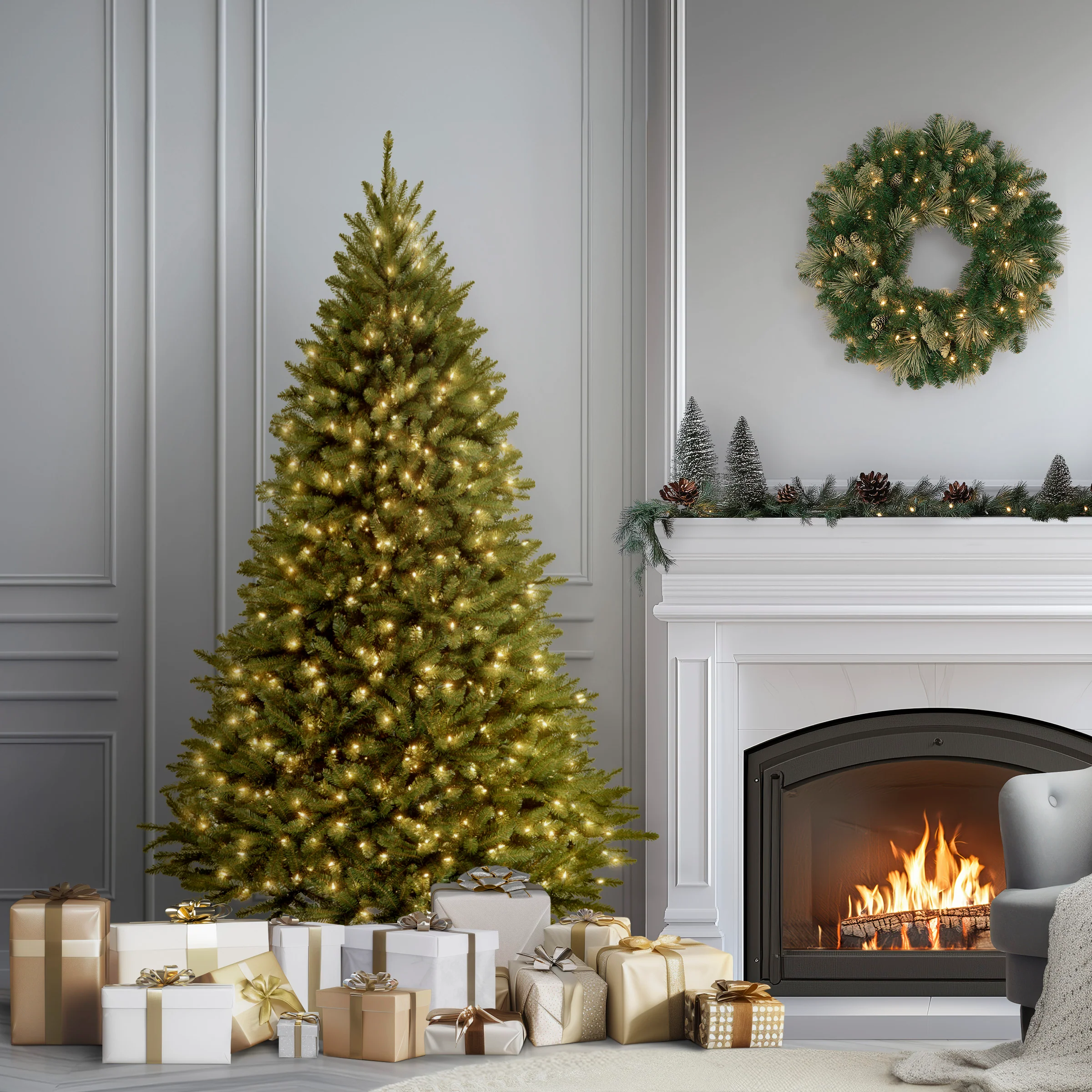 7.5 ft. Pre-Lit Kingswood Fir Tree with PowerConnect Dual Color LED Lights, Plug-In - Image 2
