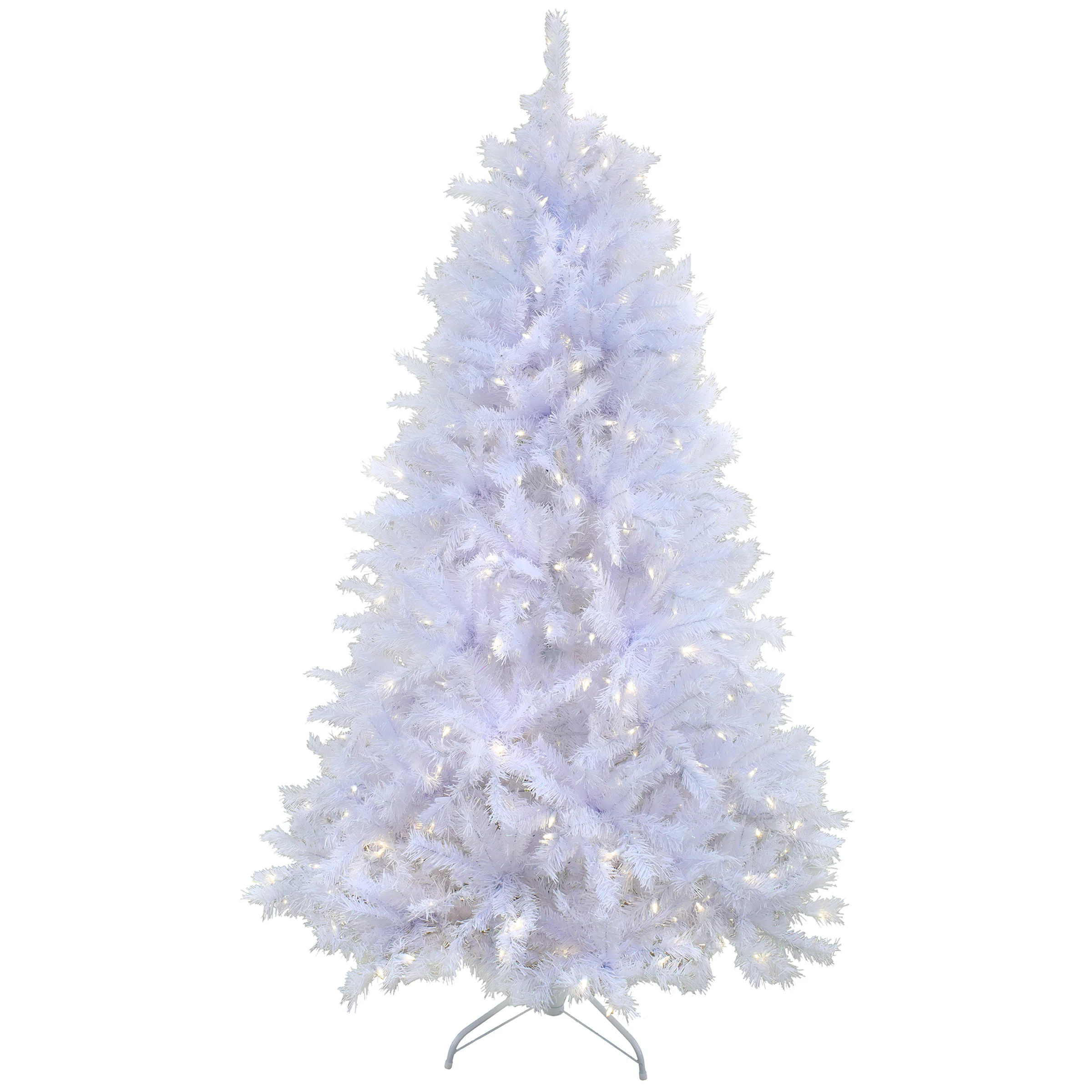 7.5 ft. Pre-Lit Millville White Tree with PowerConnect Warm White LED Lights, Plug-In