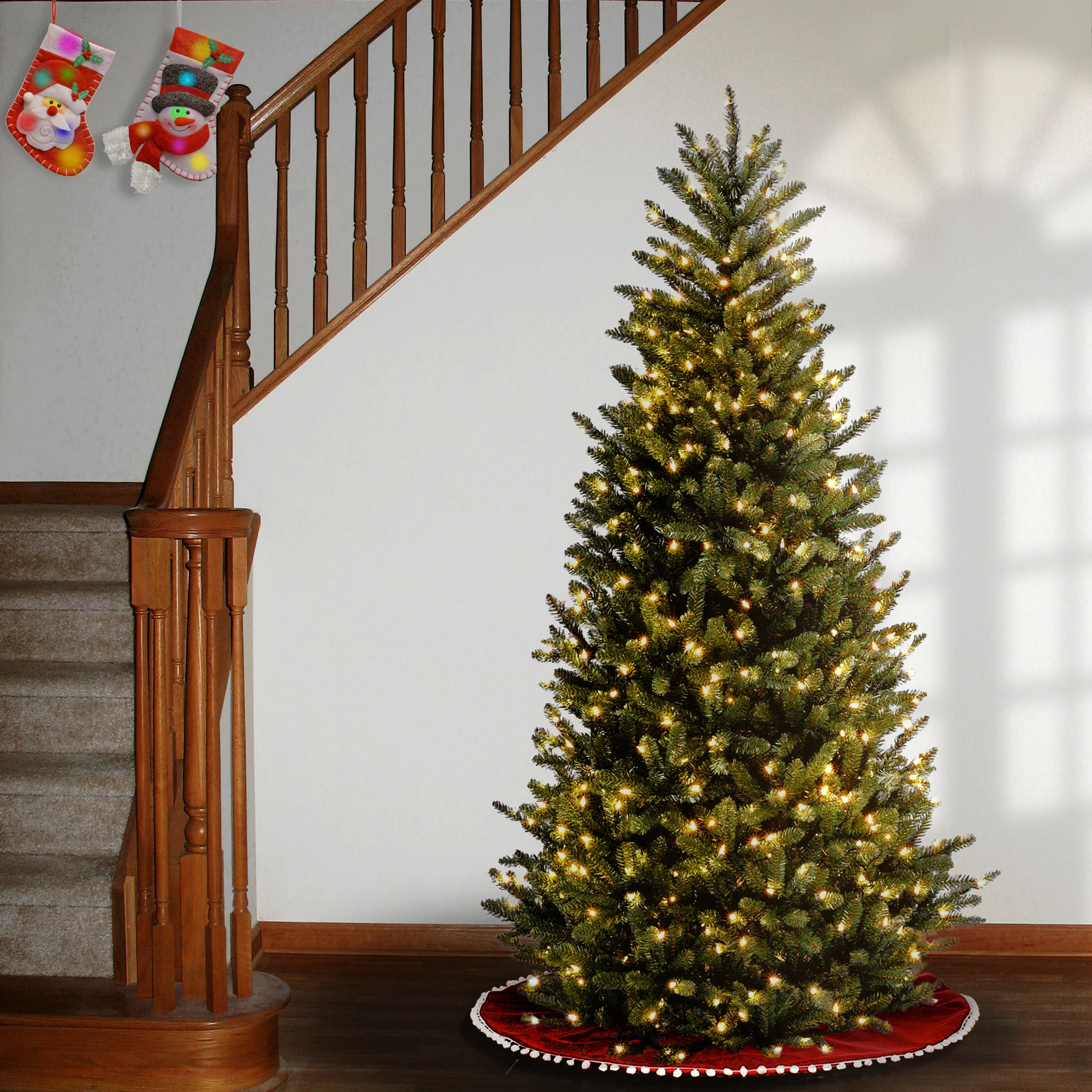 7.5 ft. Pre-Lit Natural Fraser Fir Slim Tree with Clear Lights, Plug-In - Image 2