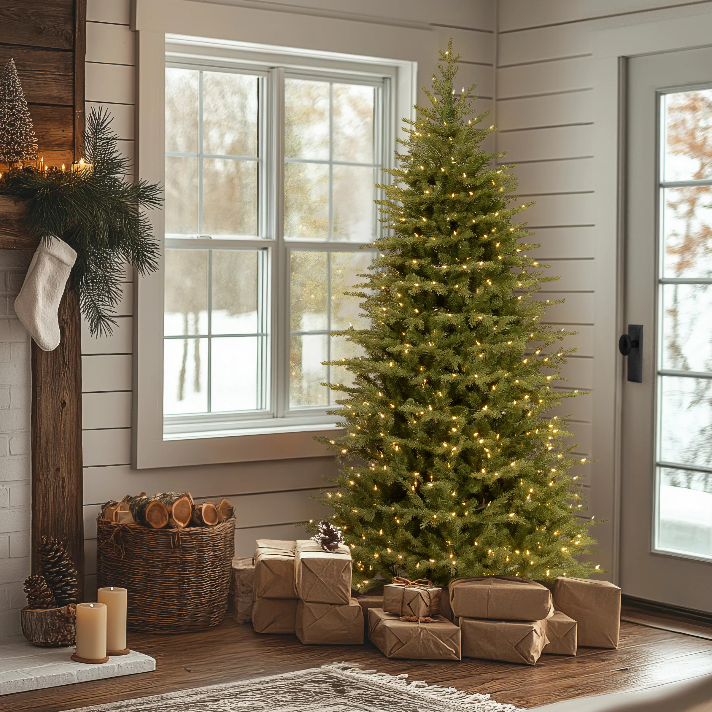7.5 ft. Pre-Lit Nordic Spruce Slim Tree with Clear Lights, Plug-In - Image 8