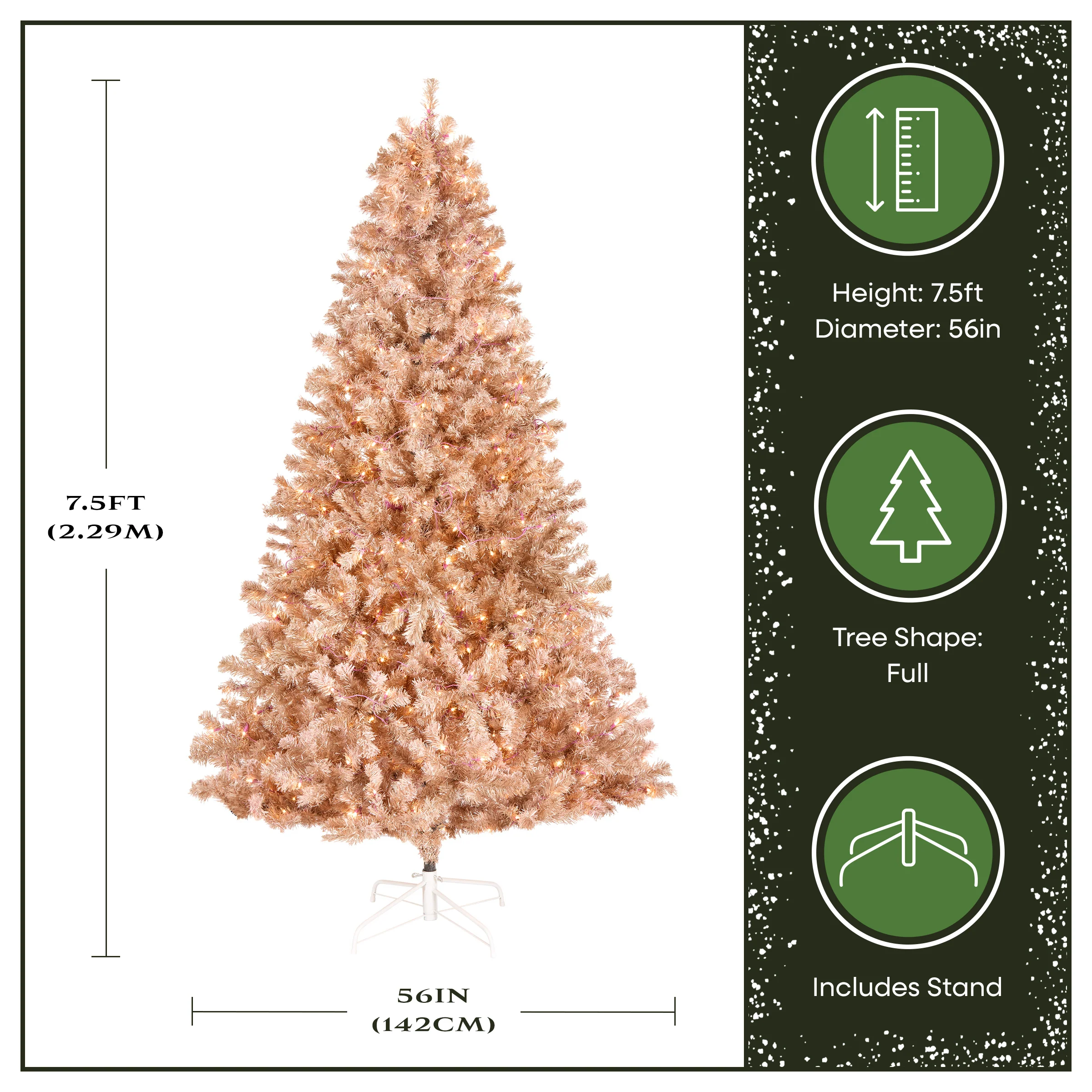 7.5 ft Pre-Lit Pink Flocked Tree with Clear Lights - Image 4
