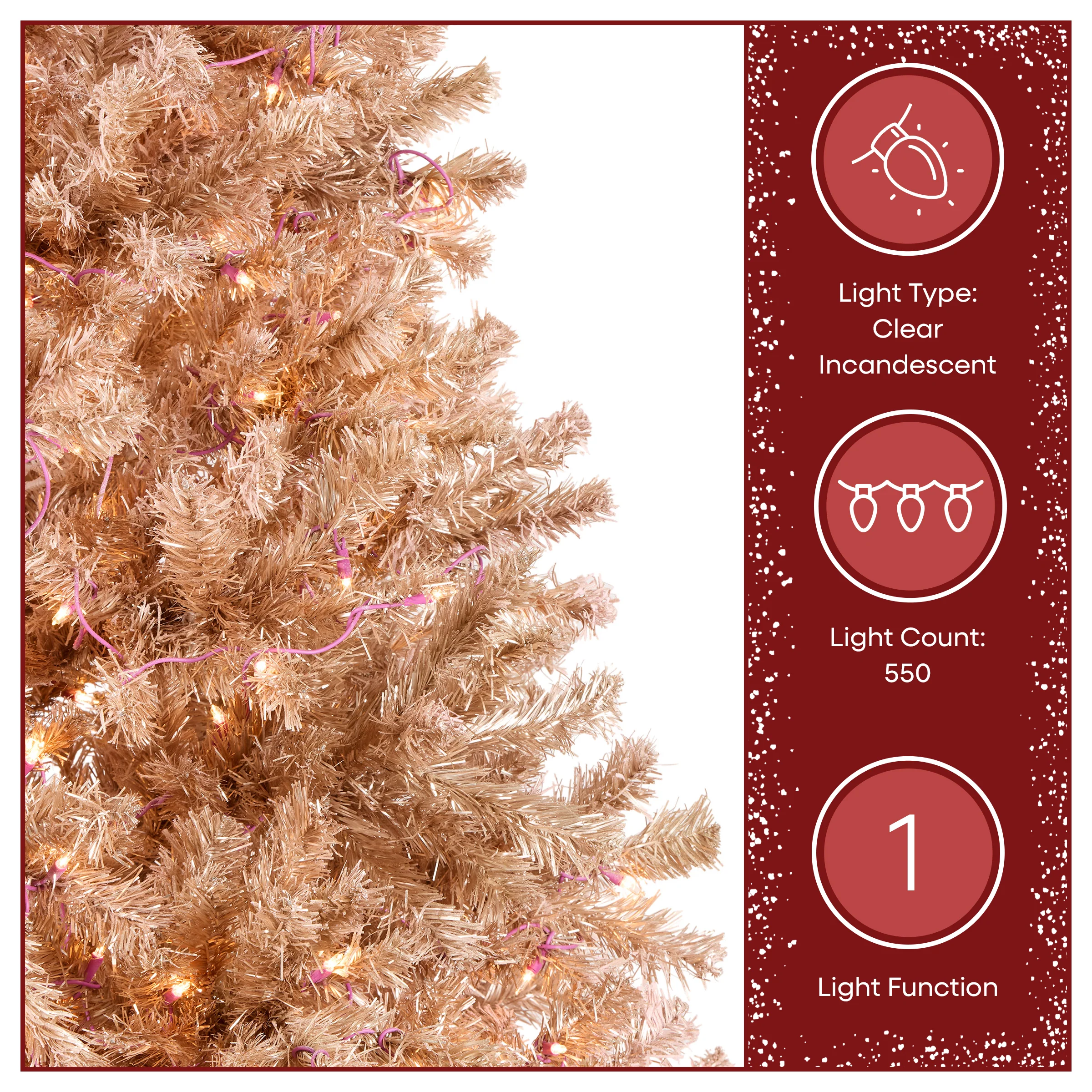 7.5 ft Pre-Lit Pink Flocked Tree with Clear Lights - Image 6