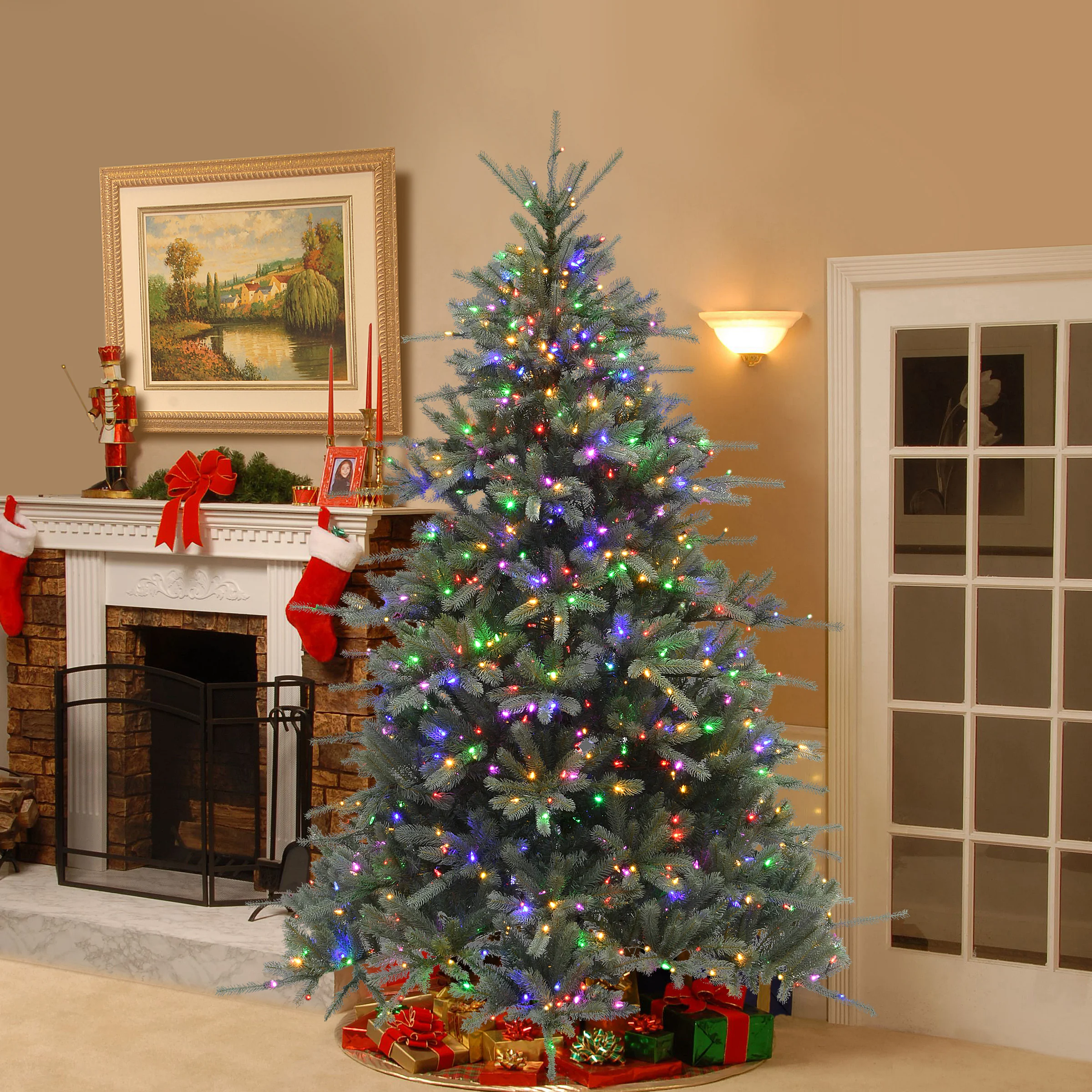 7.5 ft. Pre-Lit Ponderosa Blue Fir Tree with Dual Color LED Lights - Image 3