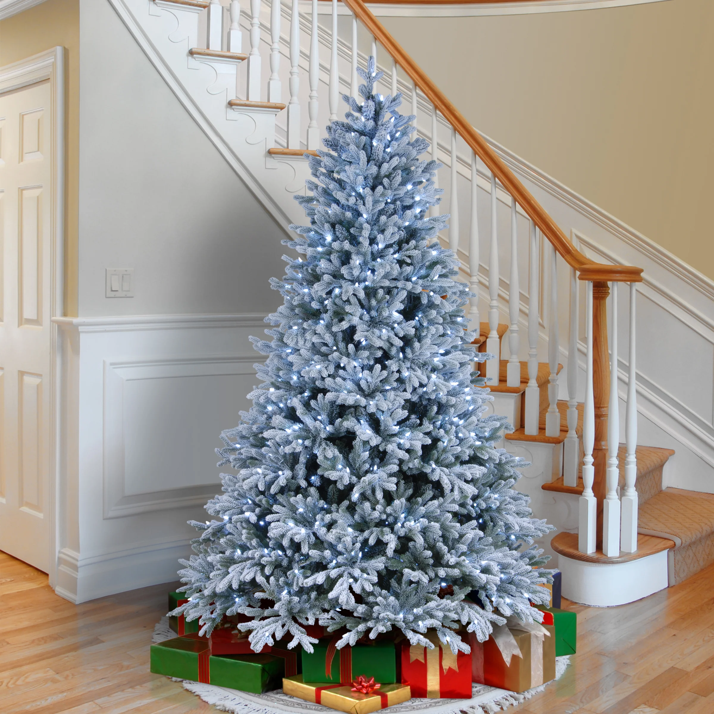 7.5 ft. Pre-Lit Snowy Hamilton Spruce Tree with PowerConnect Cool White LED Lights - Image 2