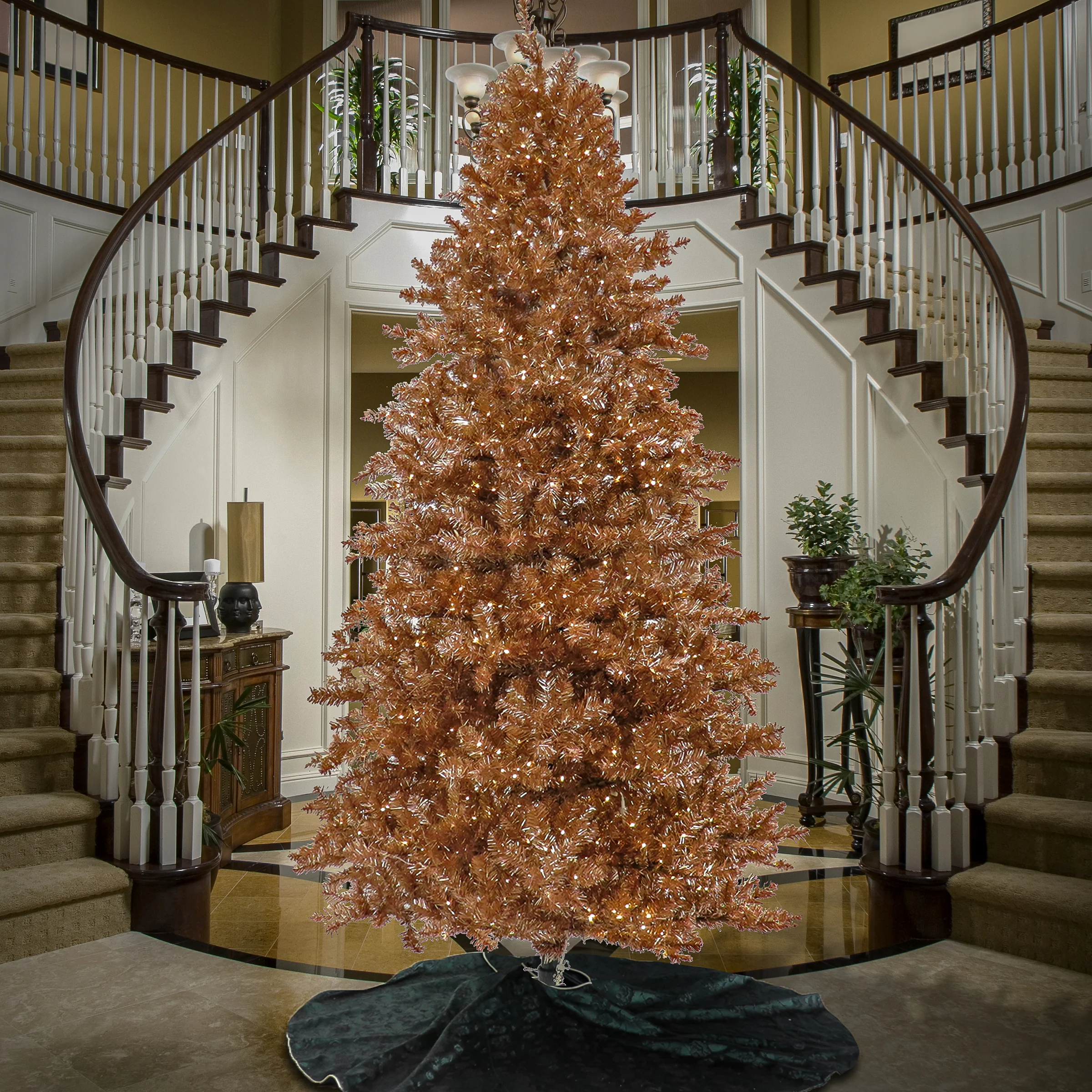 9 ft. Pre-Lit Christmas Rose Gold Metallic Tree, Plug-In - Image 2