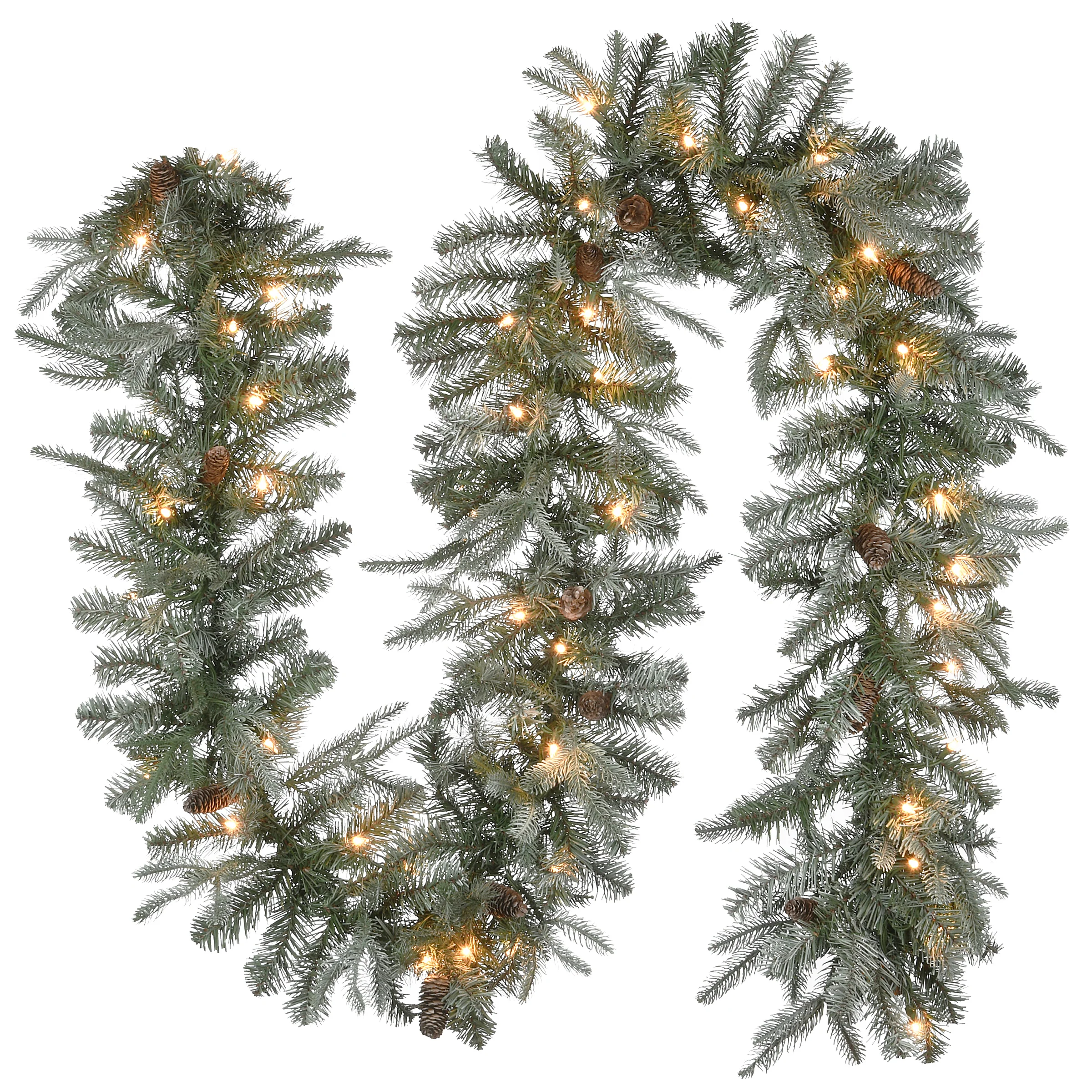9 ft. Pre-Lit Frosted Arctic Spruce Garland with Clear Lights, Plug-In