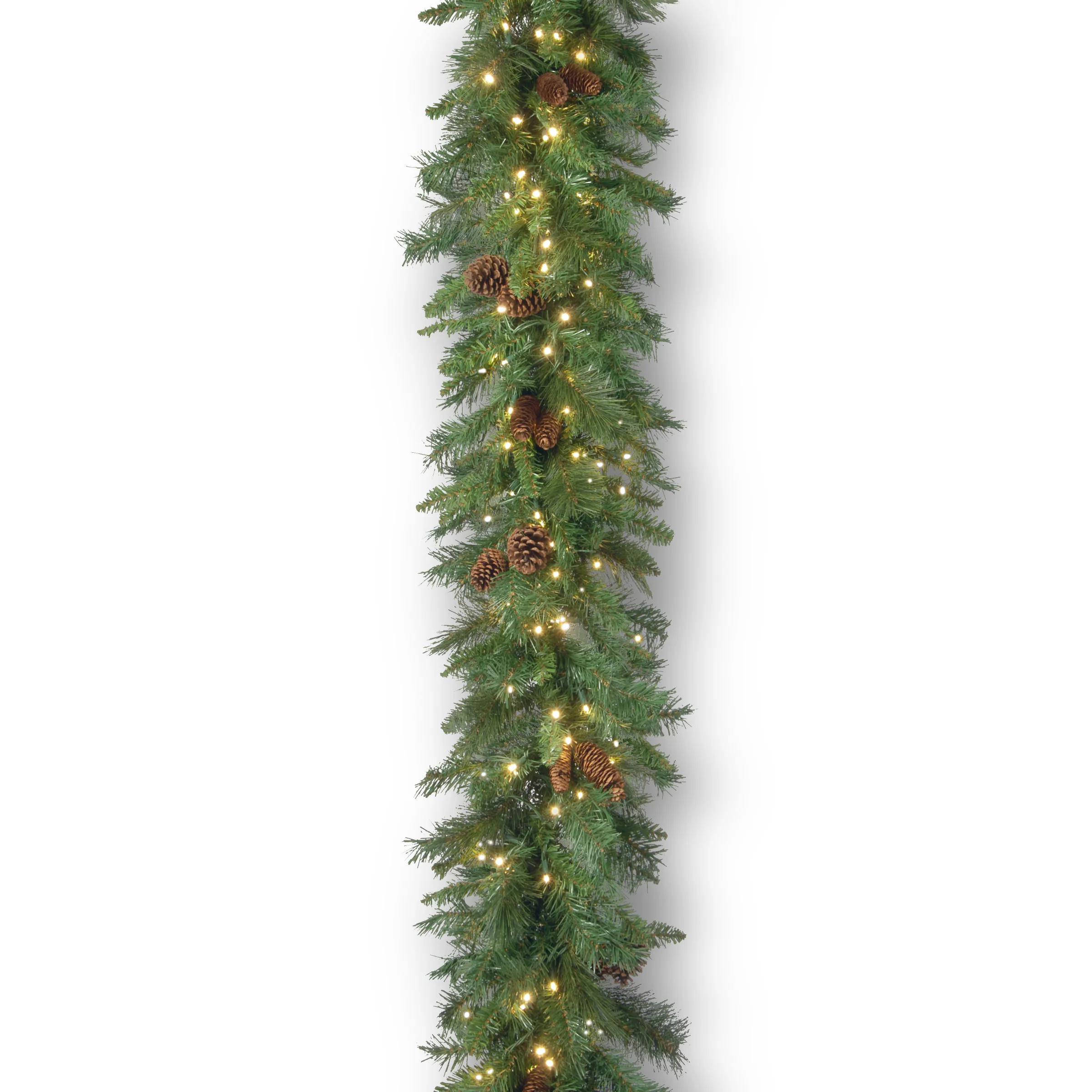 9 ft. Pre-Lit Garwood Spruce Garland with Warm White LED Lights - 18 in Diameter
