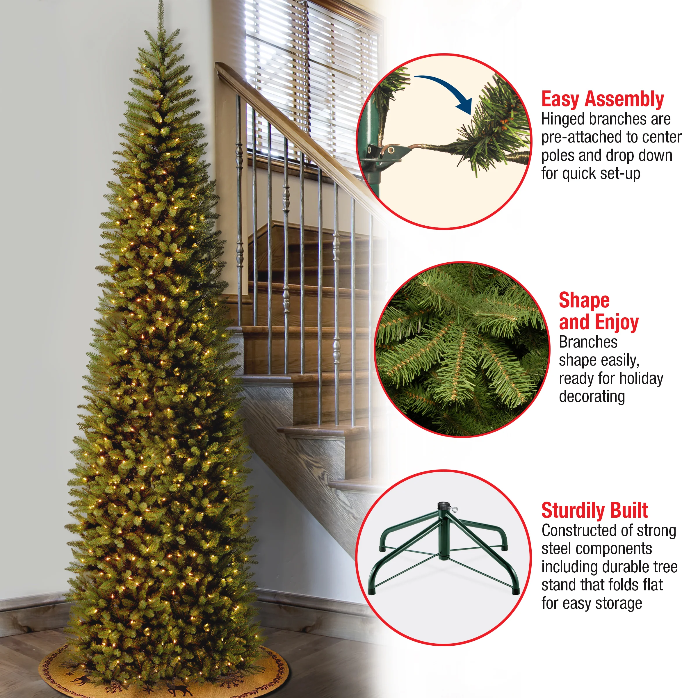 9 ft. Pre-Lit Kingswood Fir Pencil Tree with Clear Lights, Plug-In - Image 10