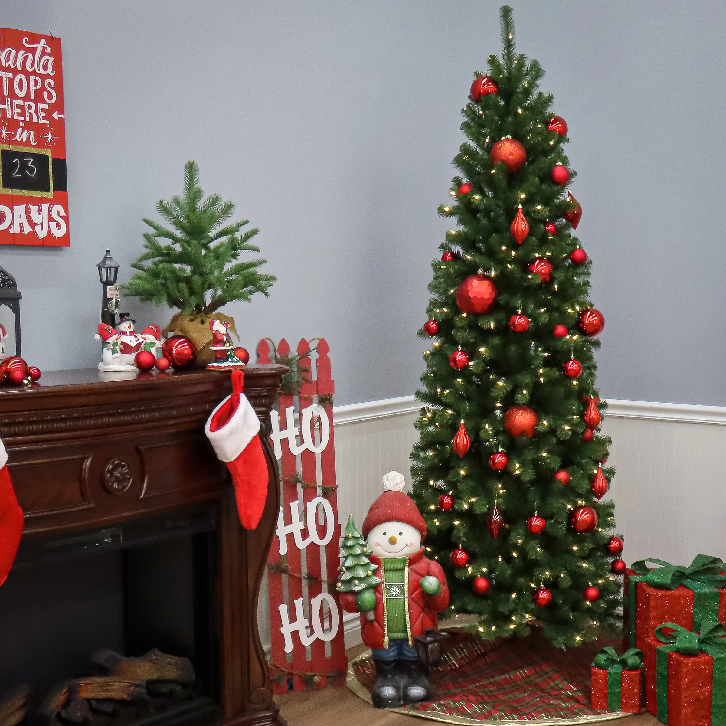 9 ft. Pre-Lit North Valley Spruce Pencil Slim Tree with Clear Lights, Plug-In - Image 6