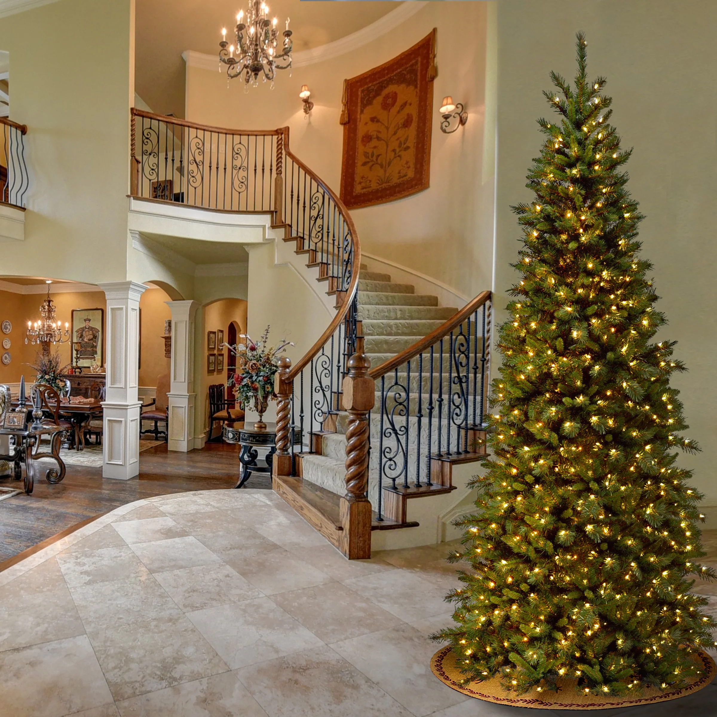 9 ft. Pre-Lit Tiffany Fir Slim Tree with Clear Lights - Image 2