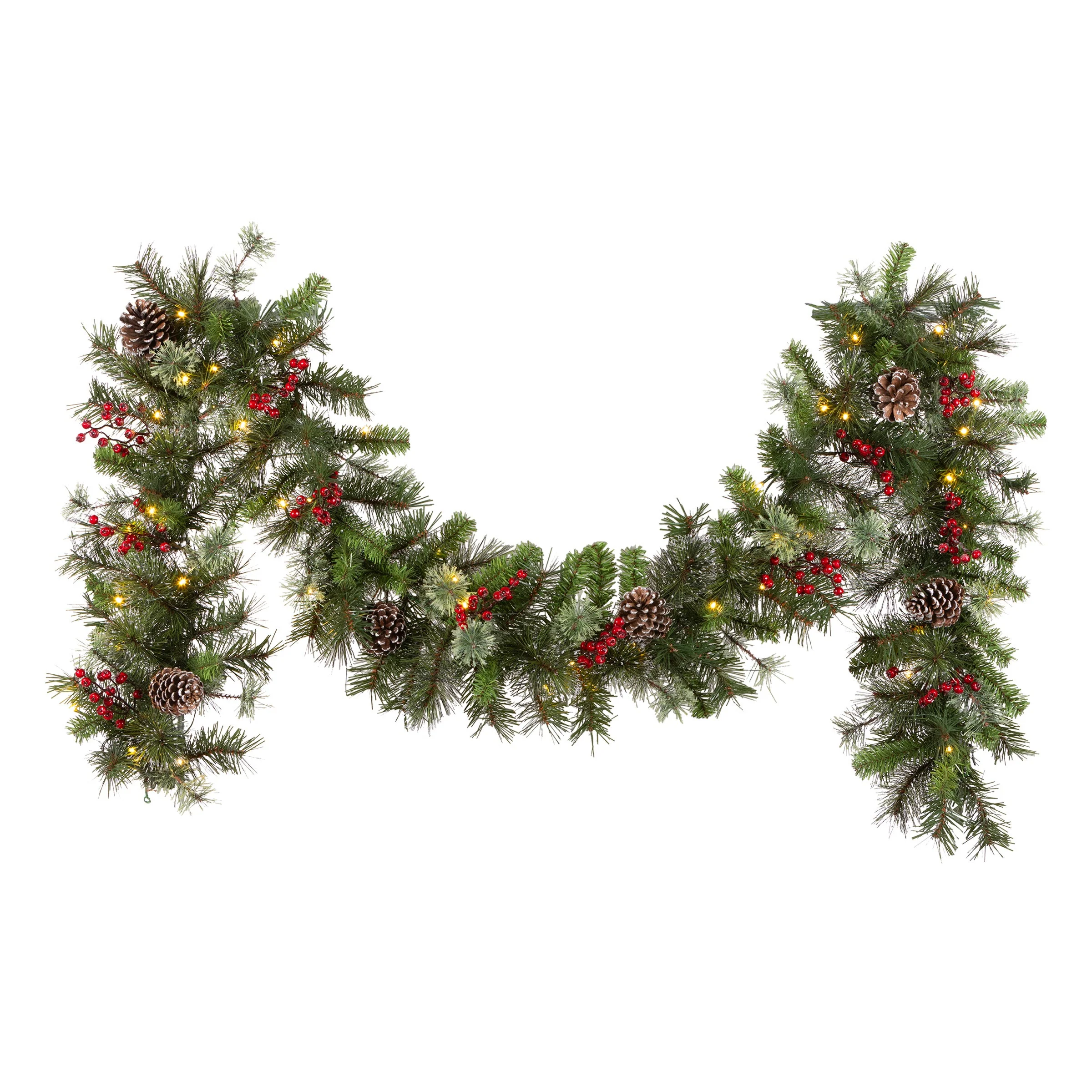 9 ft. Iced Berry Pine Garland with LED Lights - Image 3