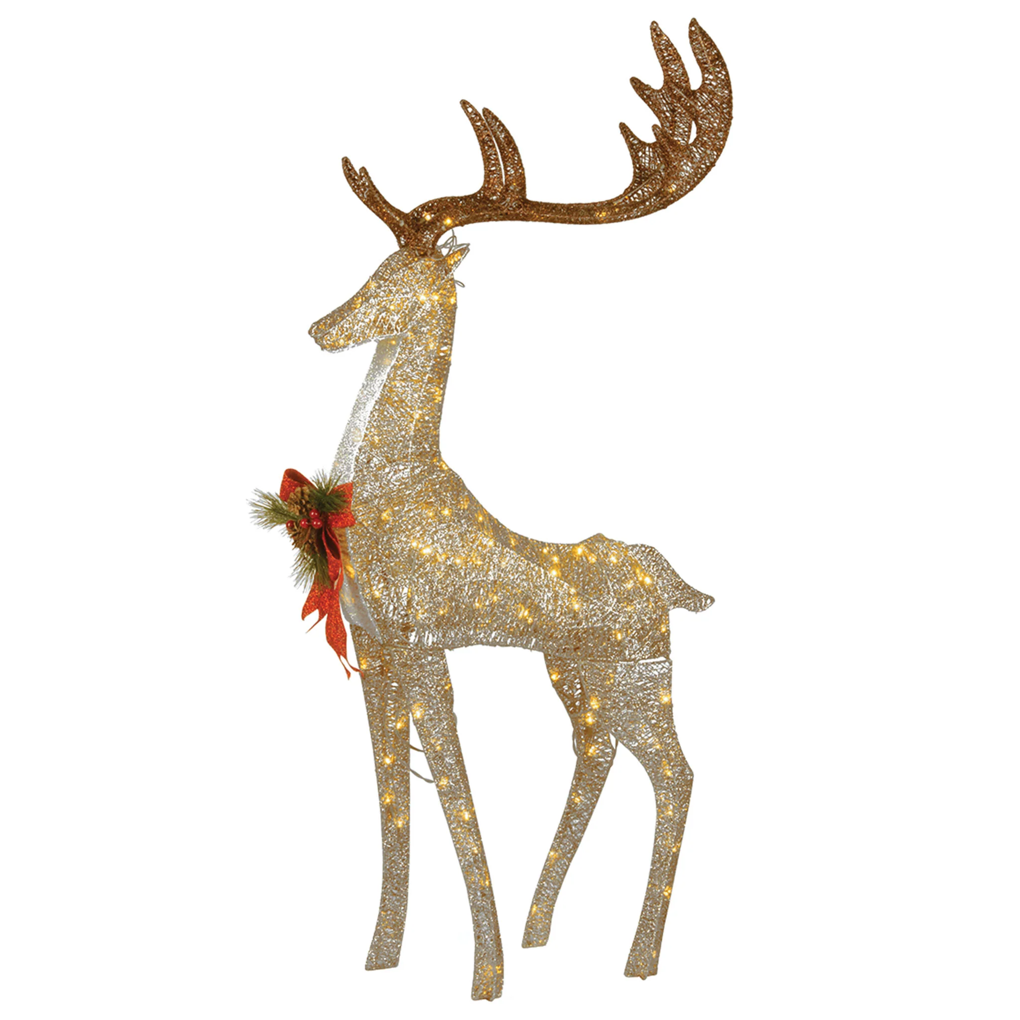 55 in. Pre-lit Crystal Champagne Standing Buck, Plug-In