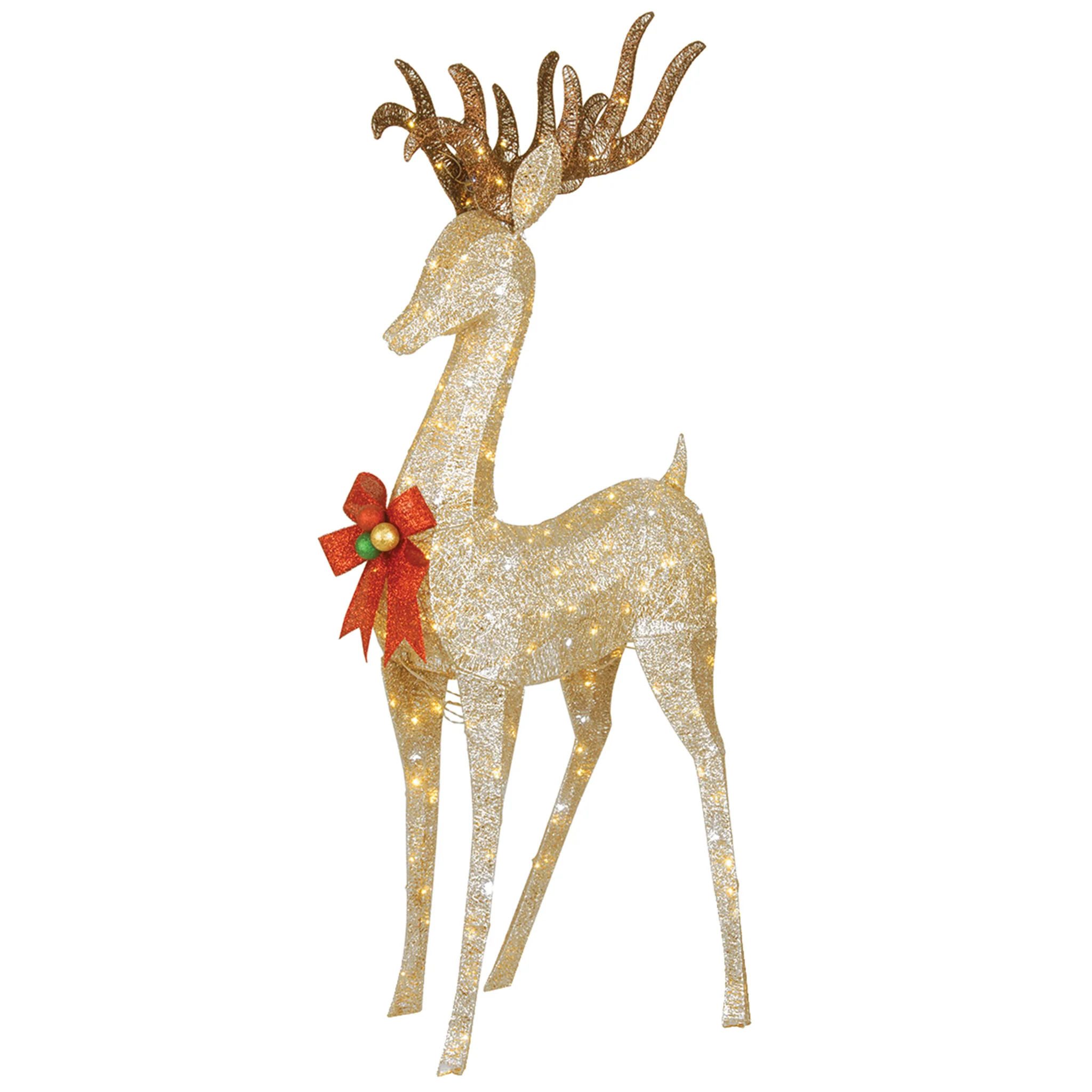 74 in. Pre-lit Crystal Champagne Standing Buck, Plug-In