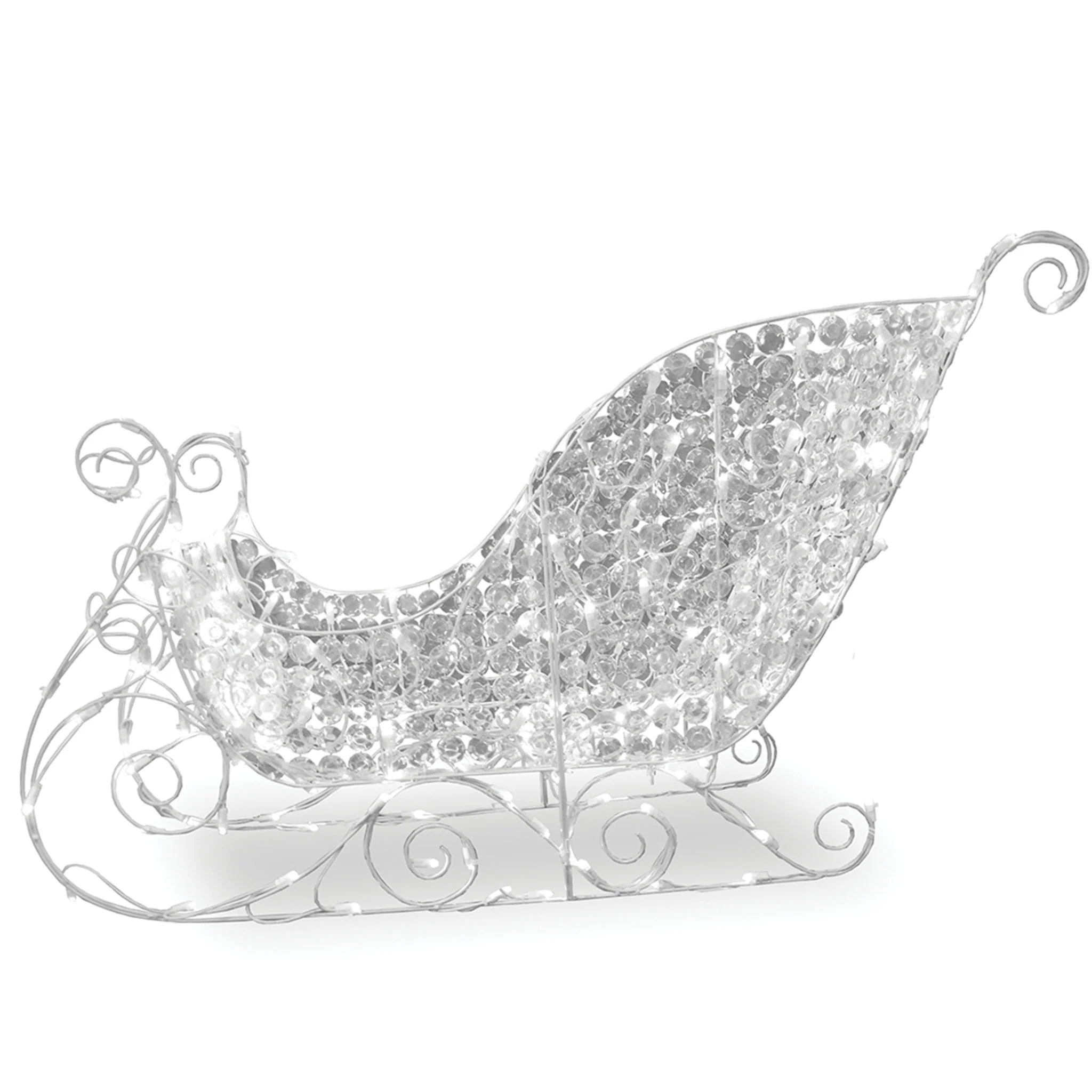 36 in. Ice Crystal Bead Sleigh with LED Lights, Plug-In