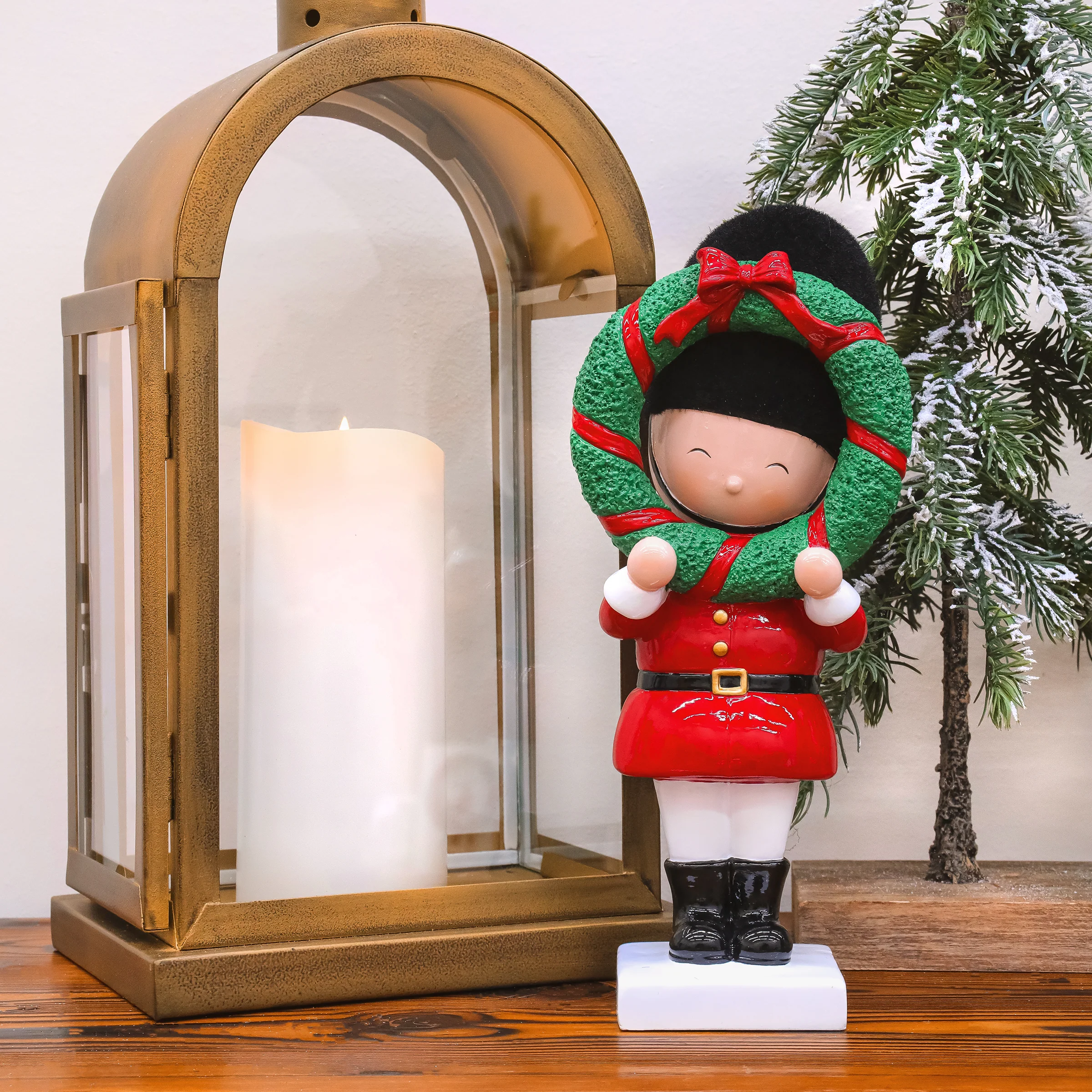 10 in. Christmas Soldier Holding Wreath - Image 2