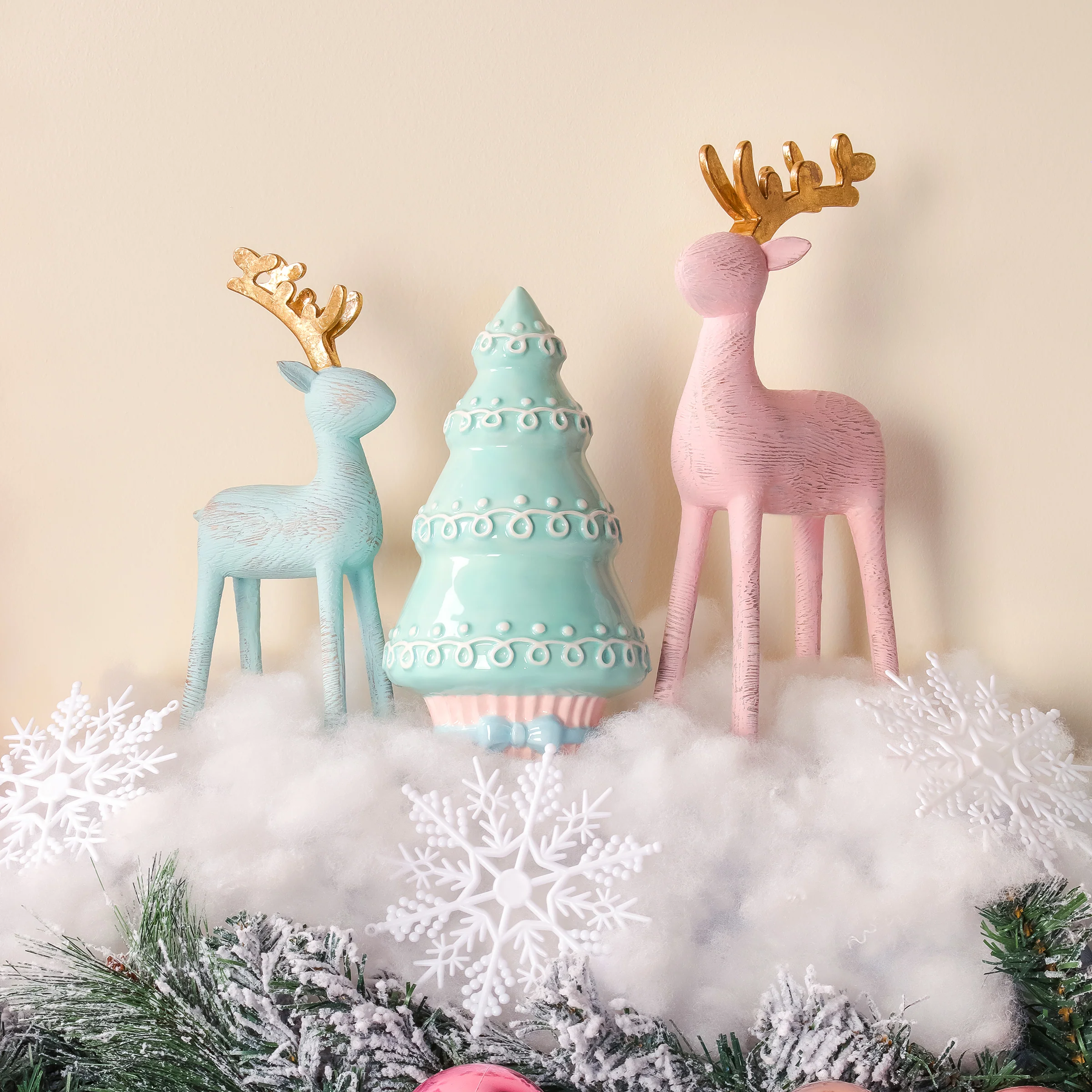 12 in. Woodgrain Reindeer Decor, Pink - Image 2