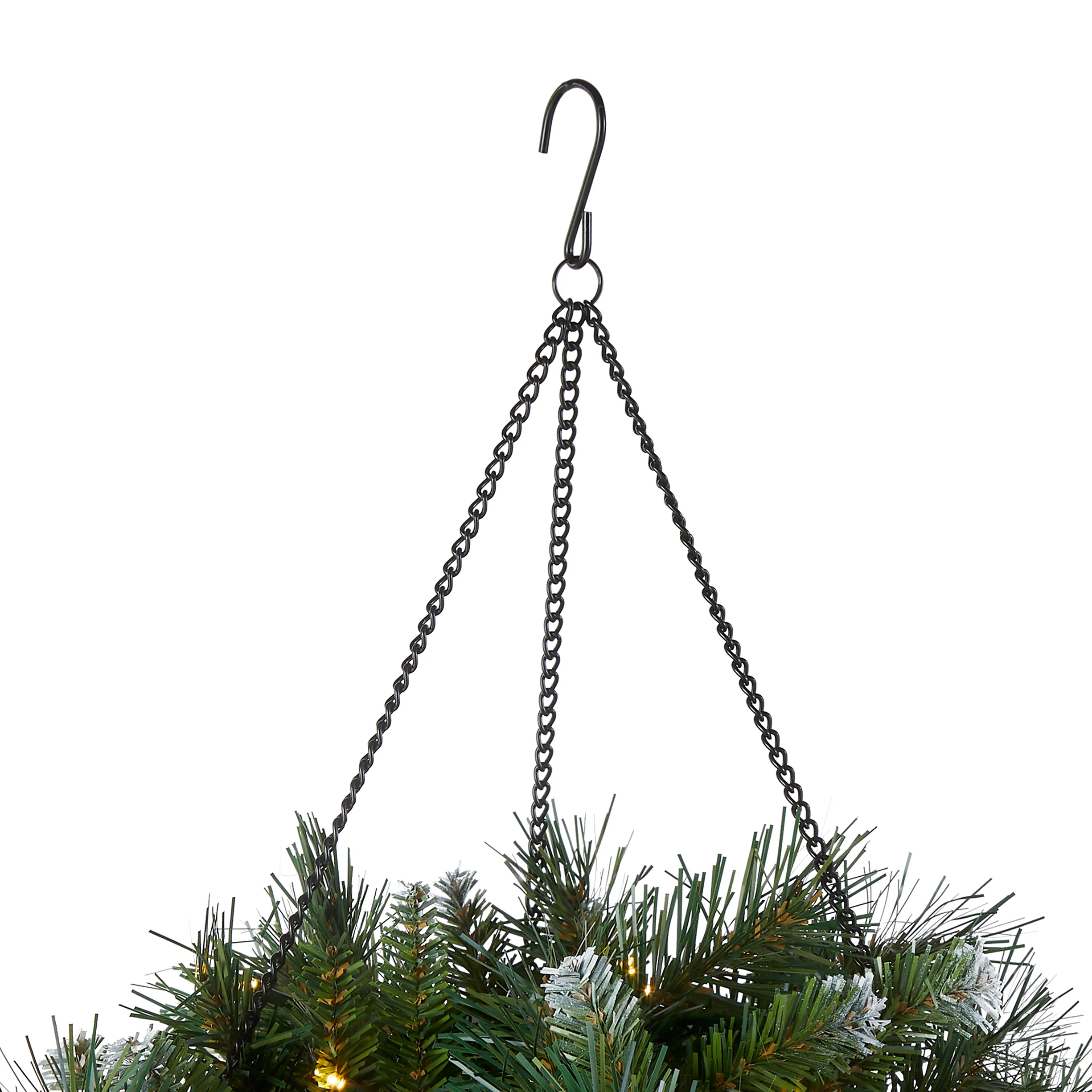 20 in. Pre-Lit Frosted Berry Hanging Basket with LED Lights - Image 5