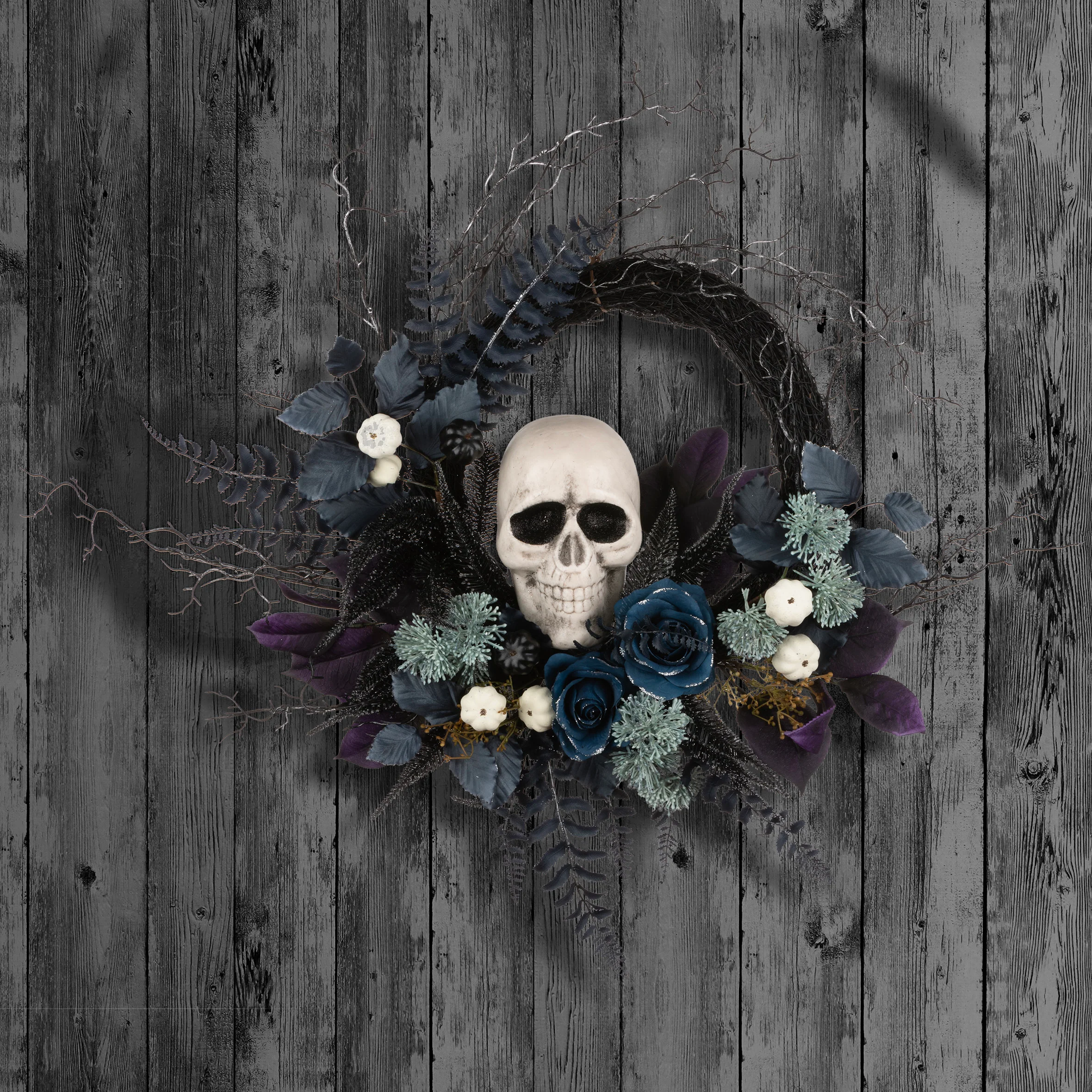 24 in. Halloween Skull Wreath - Image 2