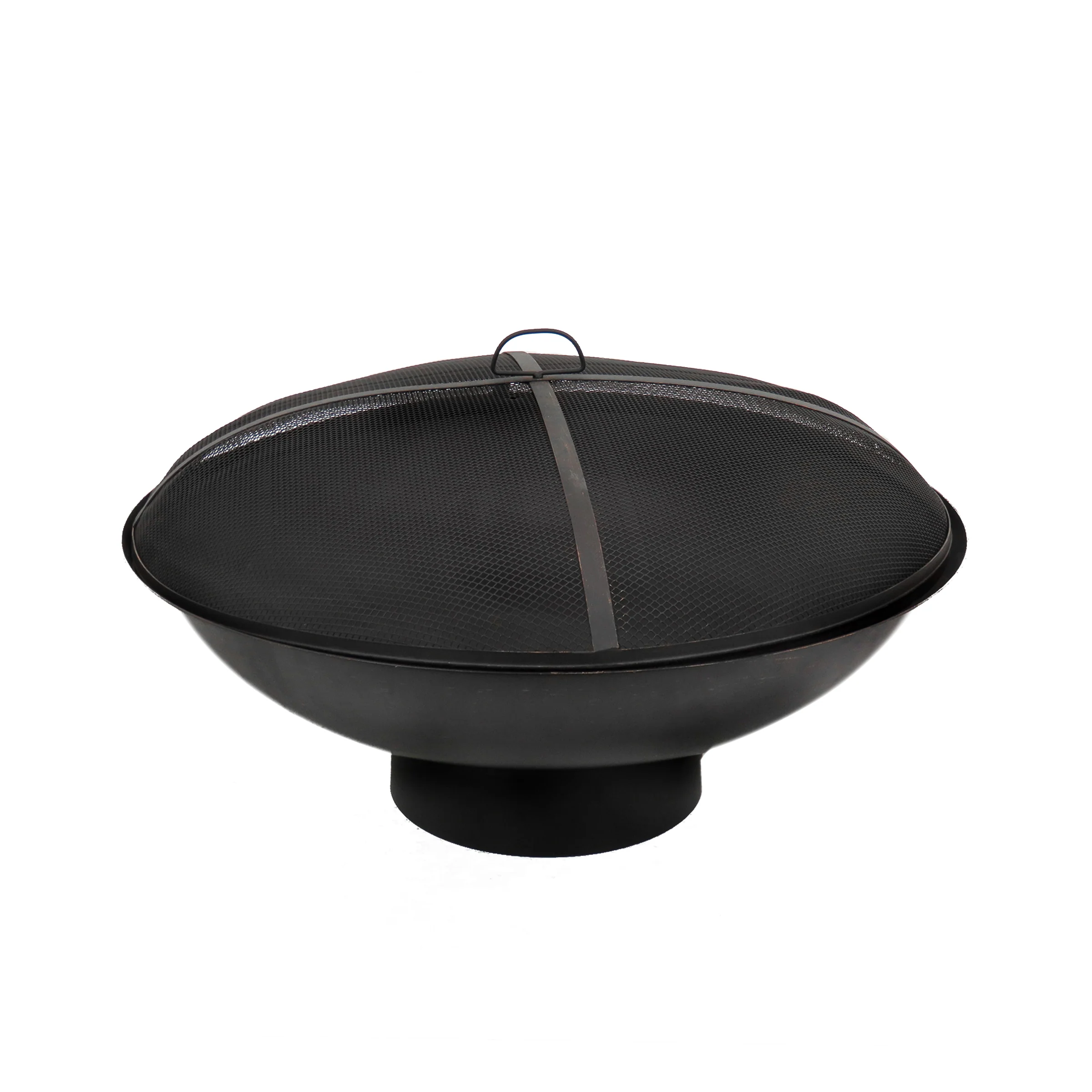 32 in. Cast Iron Outdoor Fire Pit Bowl with Black Screen Cover