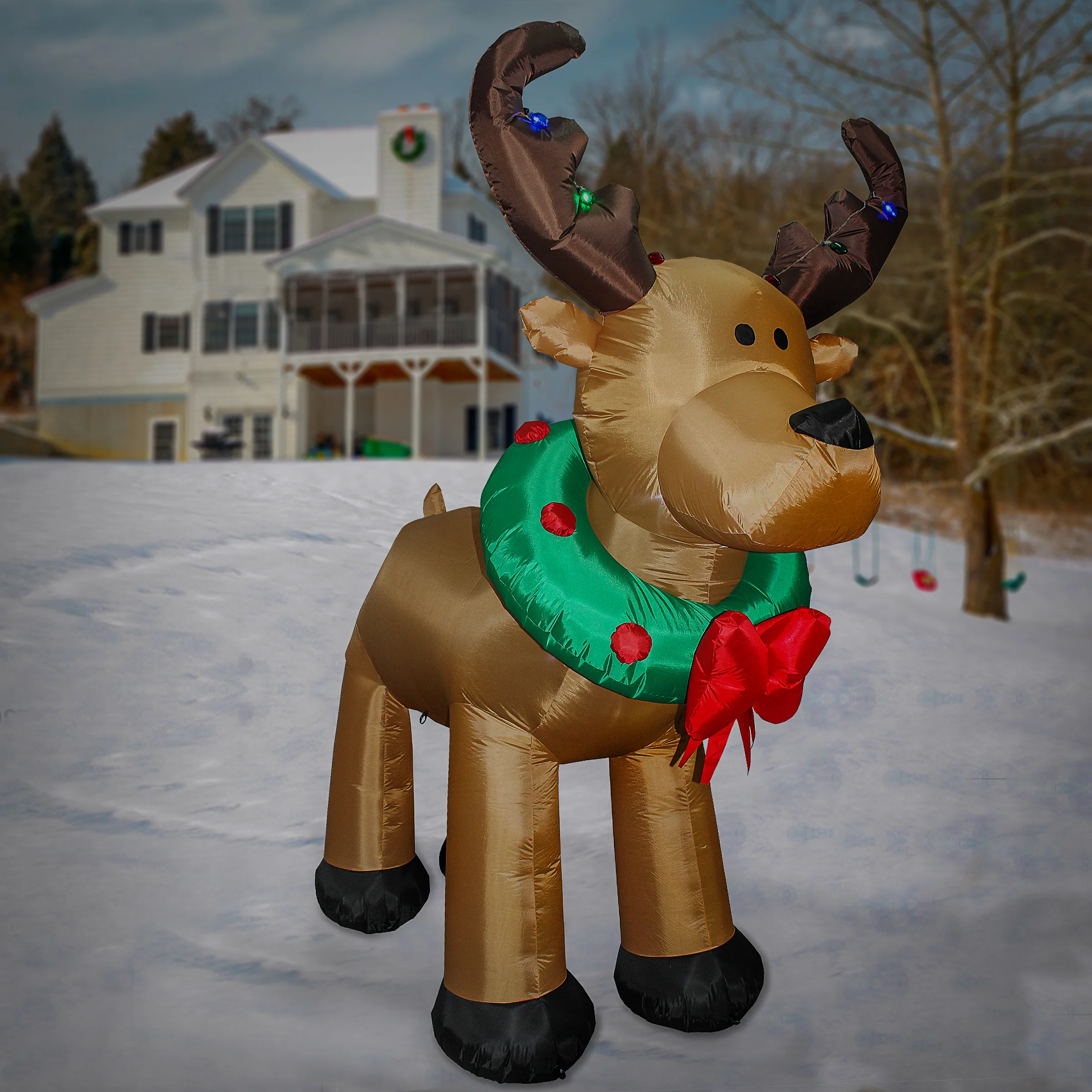 8 ft. Inflatable Reindeer with LED Lights, Plug-In - Image 2