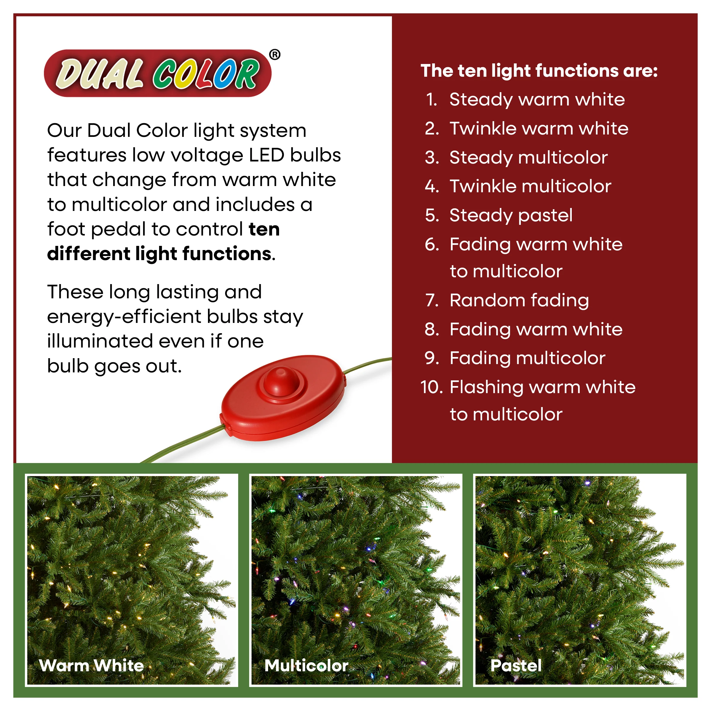 9 ft. Pre-Lit Dunhill Fir Tree with Dual Color LED Lights, Plug-In - Image 6